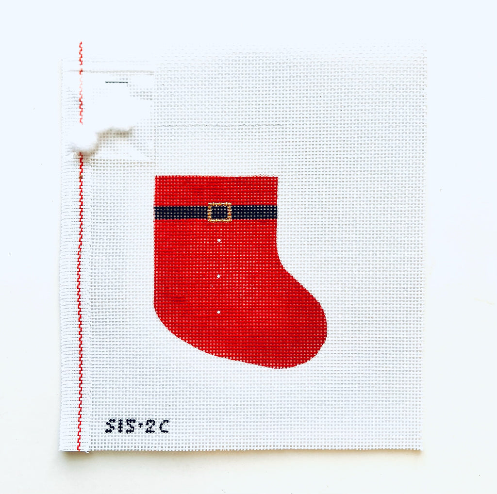 Santa Suit Mini Sock Canvas - KC Needlepoint
