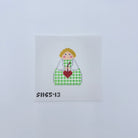 Green Plaid with Red Heart Angel Canvas - KC Needlepoint