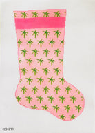 Pink Palm Stocking Canvas - KC Needlepoint