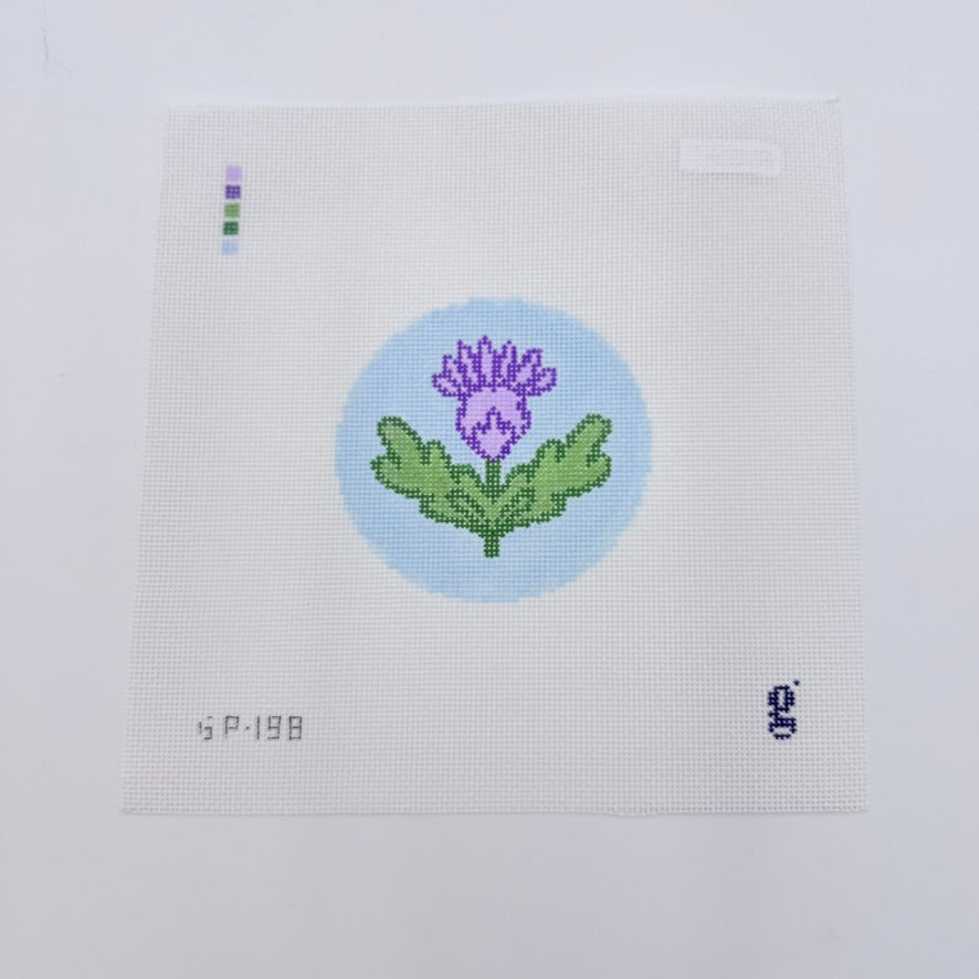 Thistle Round Canvas - KC Needlepoint