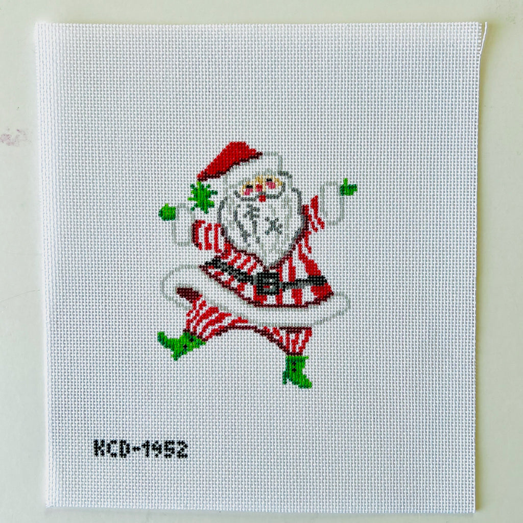 Retro Santa with Stripes Canvas - KC Needlepoint