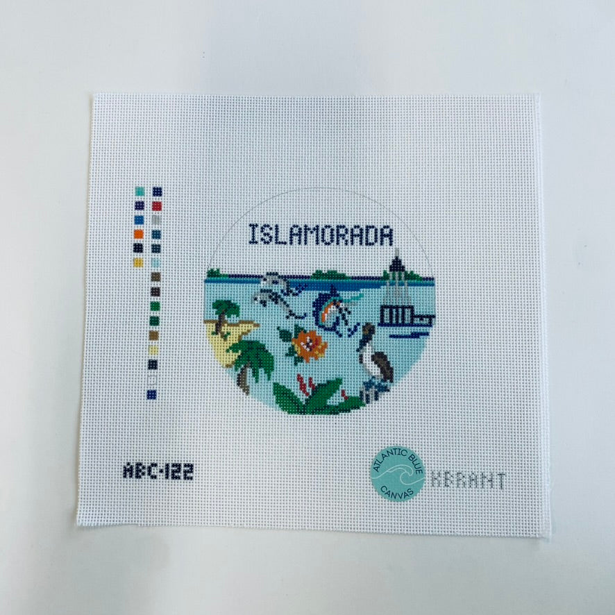 Islamorada Round Canvas - KC Needlepoint