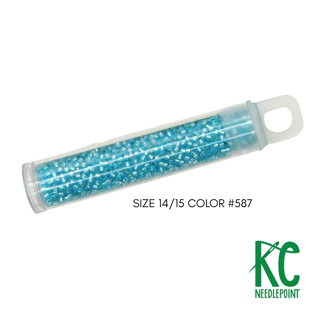 Size 14/15 Seed Beads 587 Ocean Reef Blue - KC Needlepoint