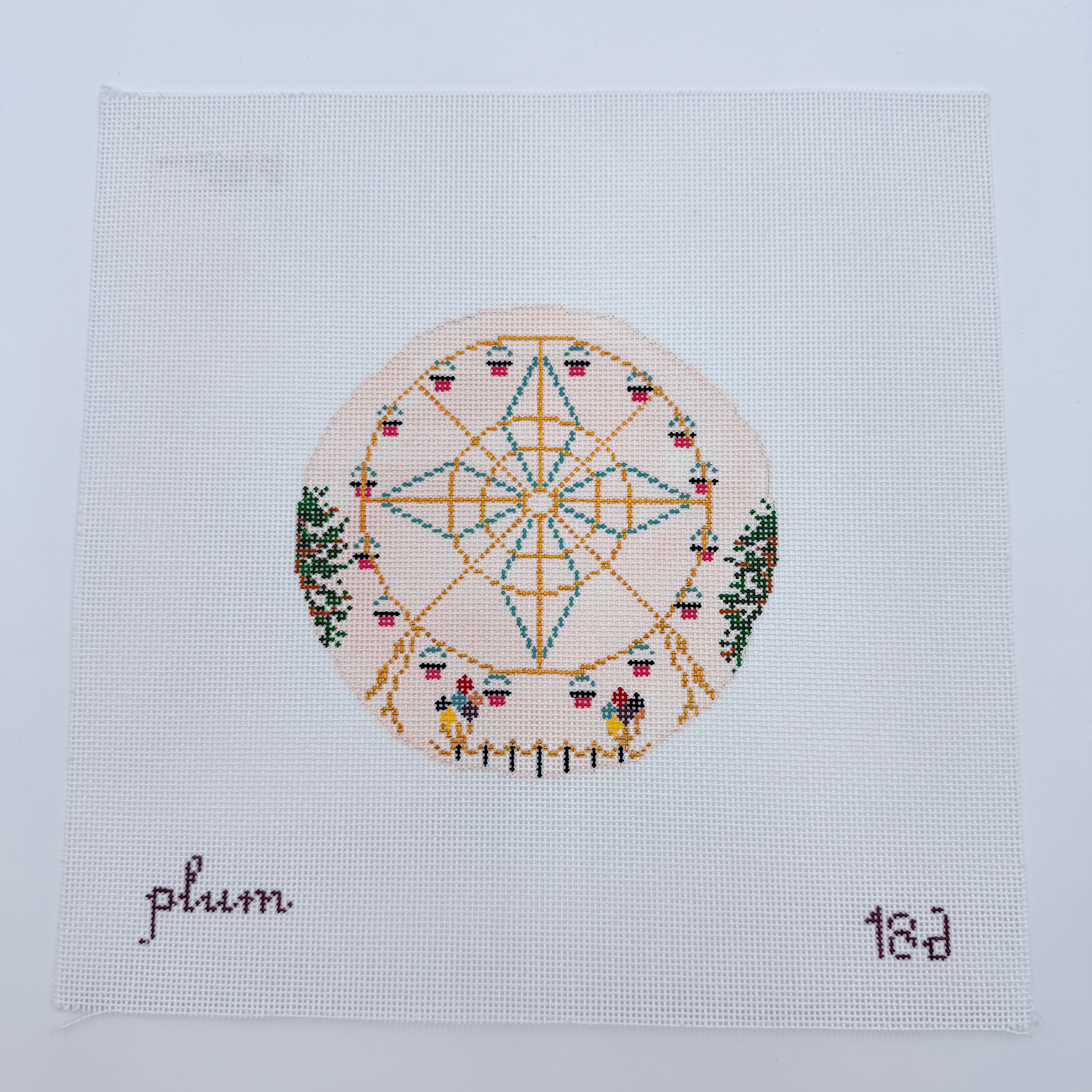 Ferris Wheel Round Canvas - KC Needlepoint