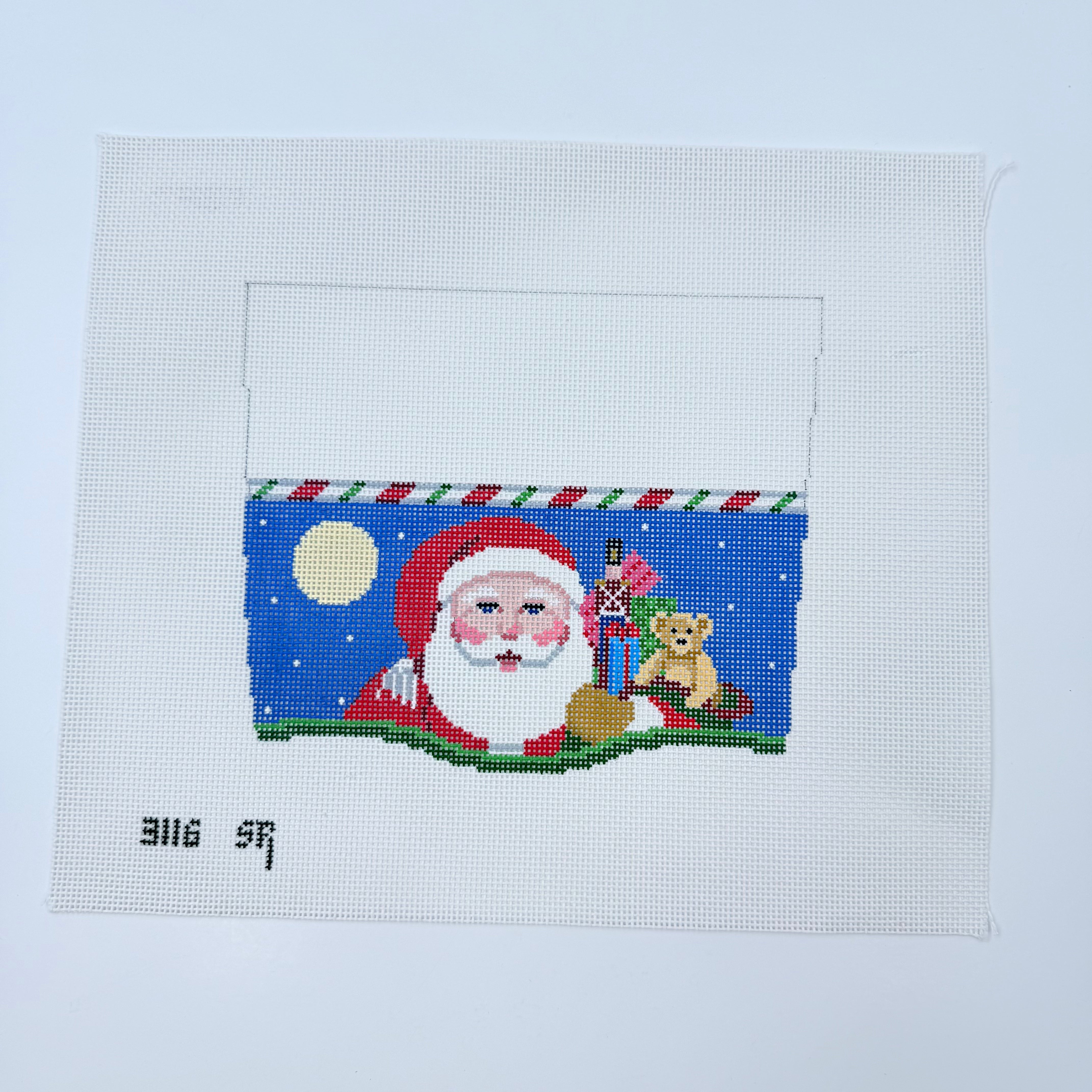 Santa and Bag Stocking Topper Canvas - KC Needlepoint