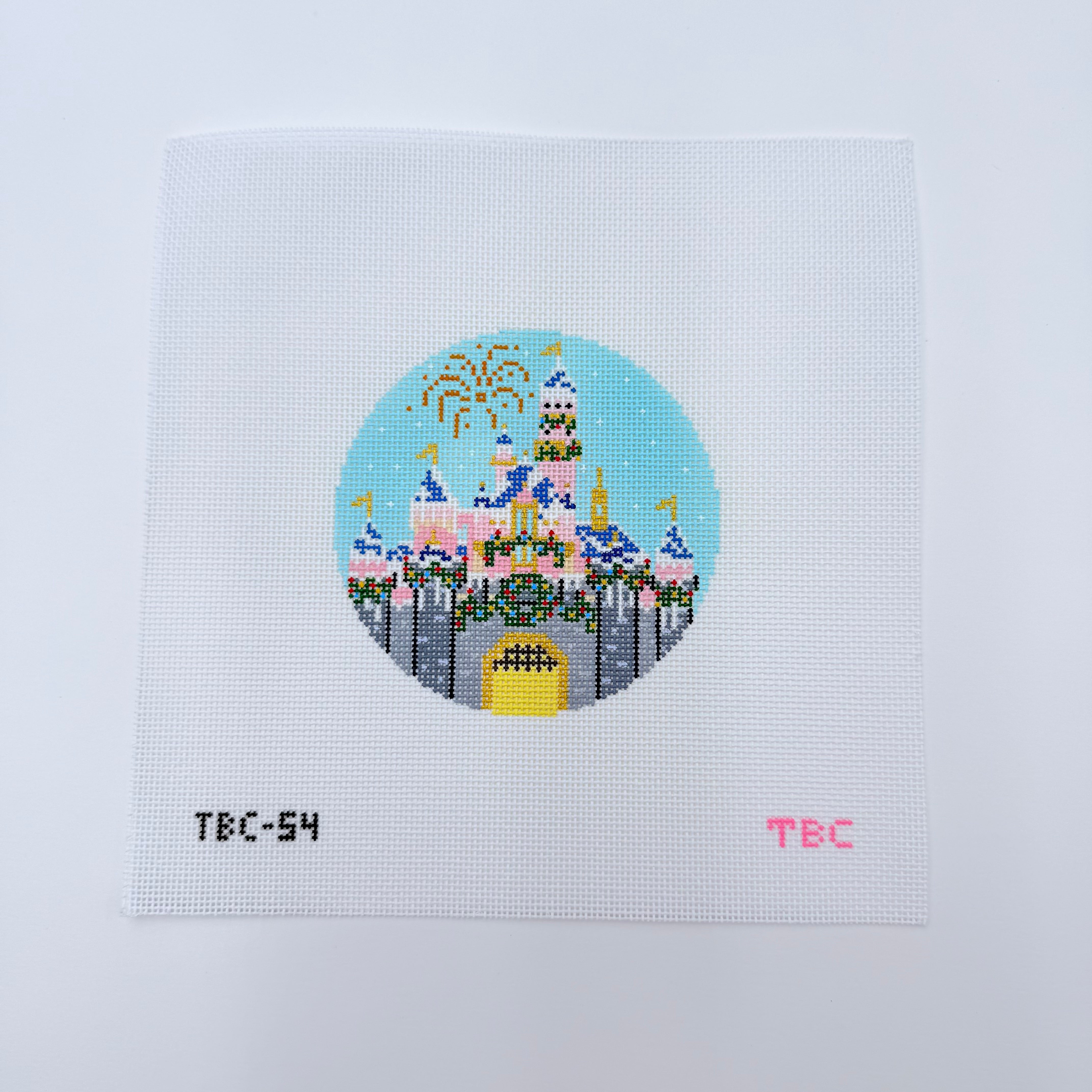 Christmas Castle Round Canvas - KC Needlepoint