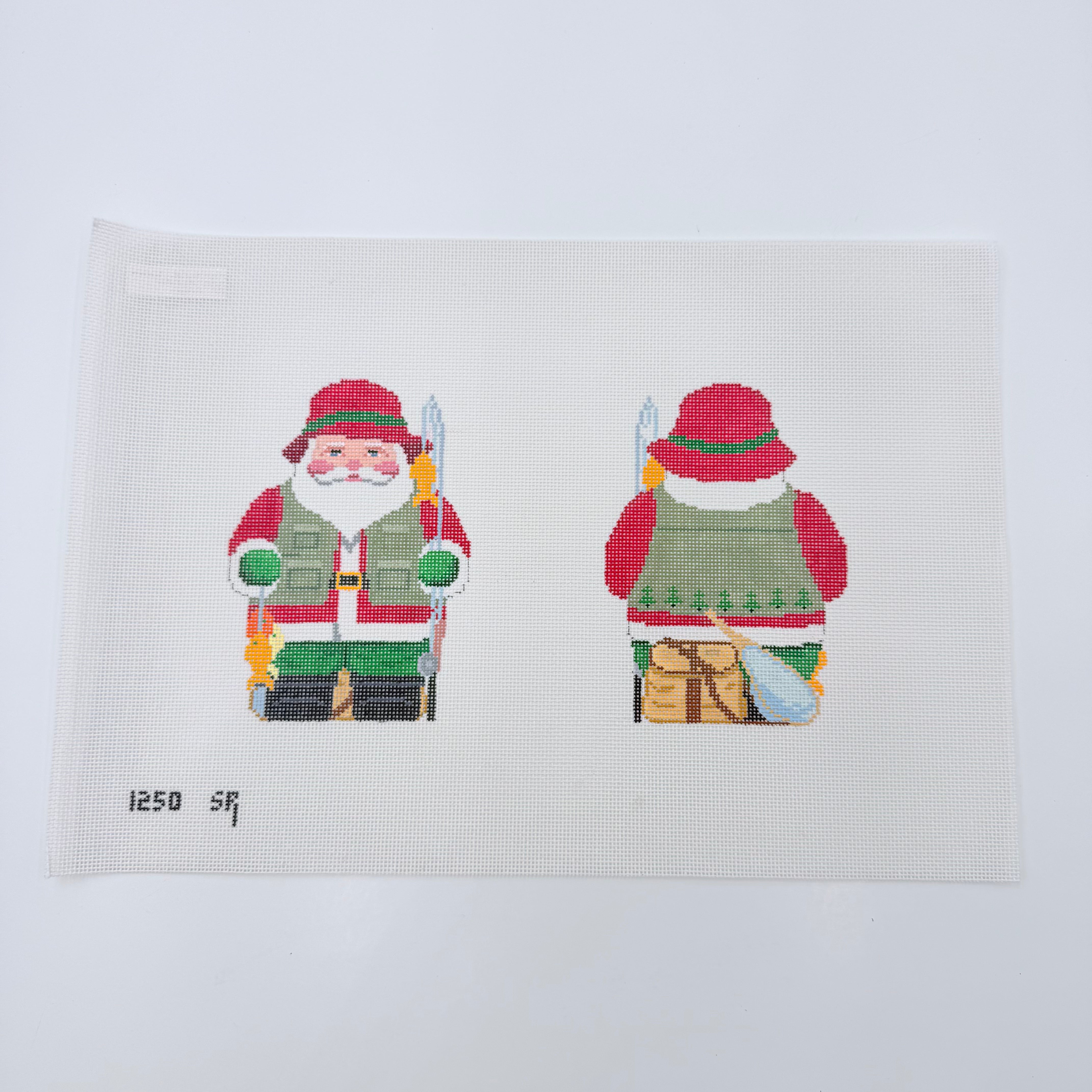 Two Sided  Fishing Santa Canvas - KC Needlepoint
