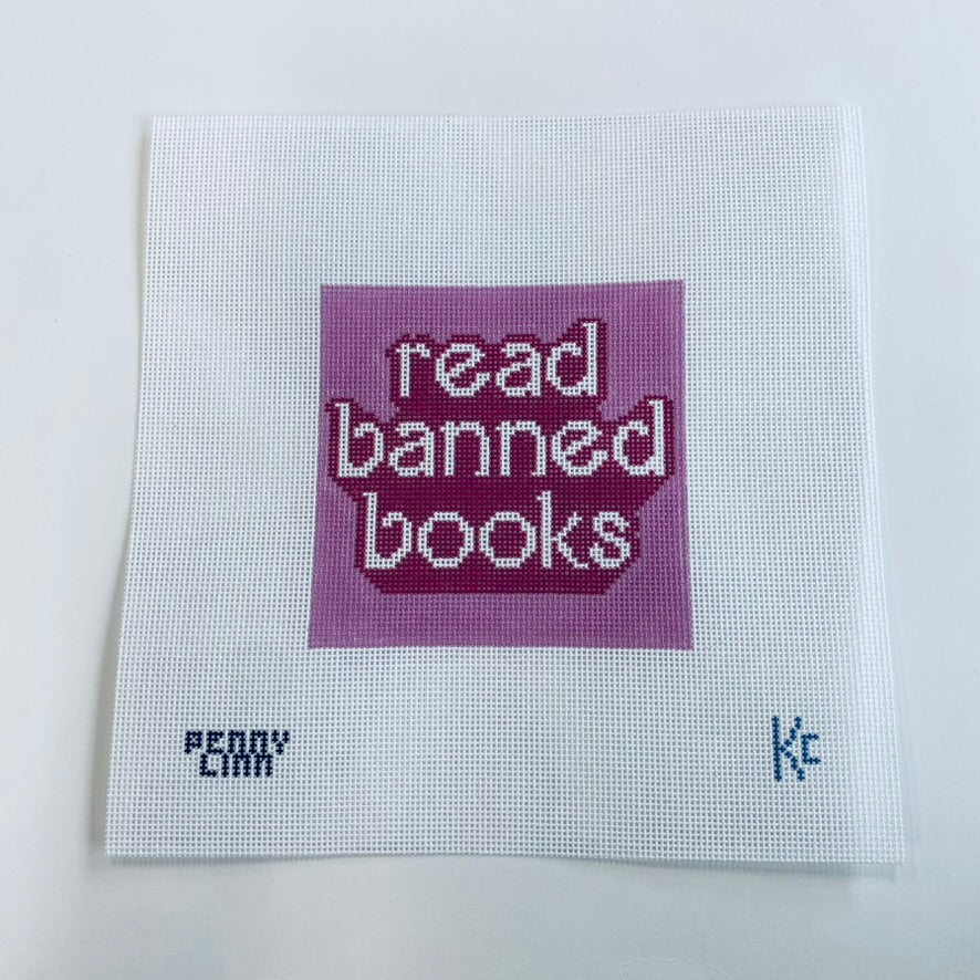 Read Banned Books Canvas - KC Needlepoint