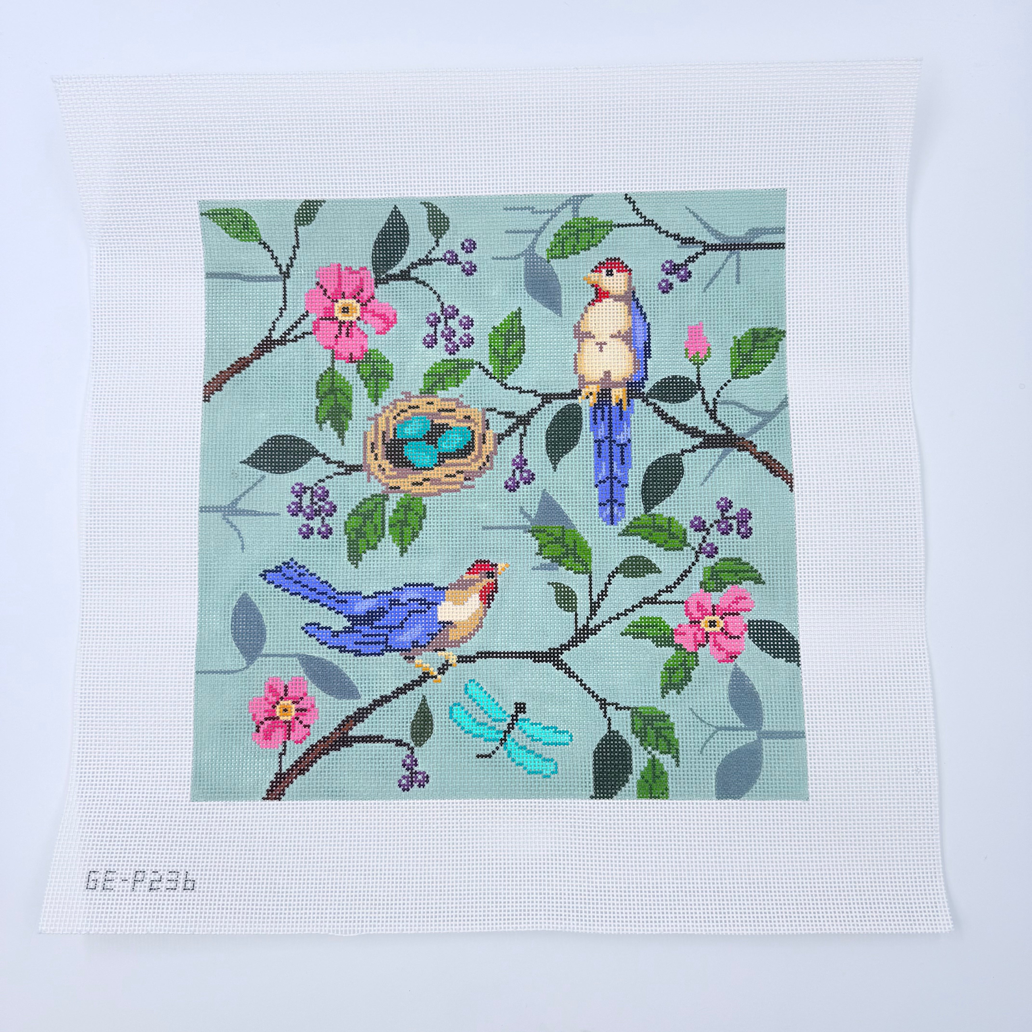 Bird Pillow Canvas - KC Needlepoint