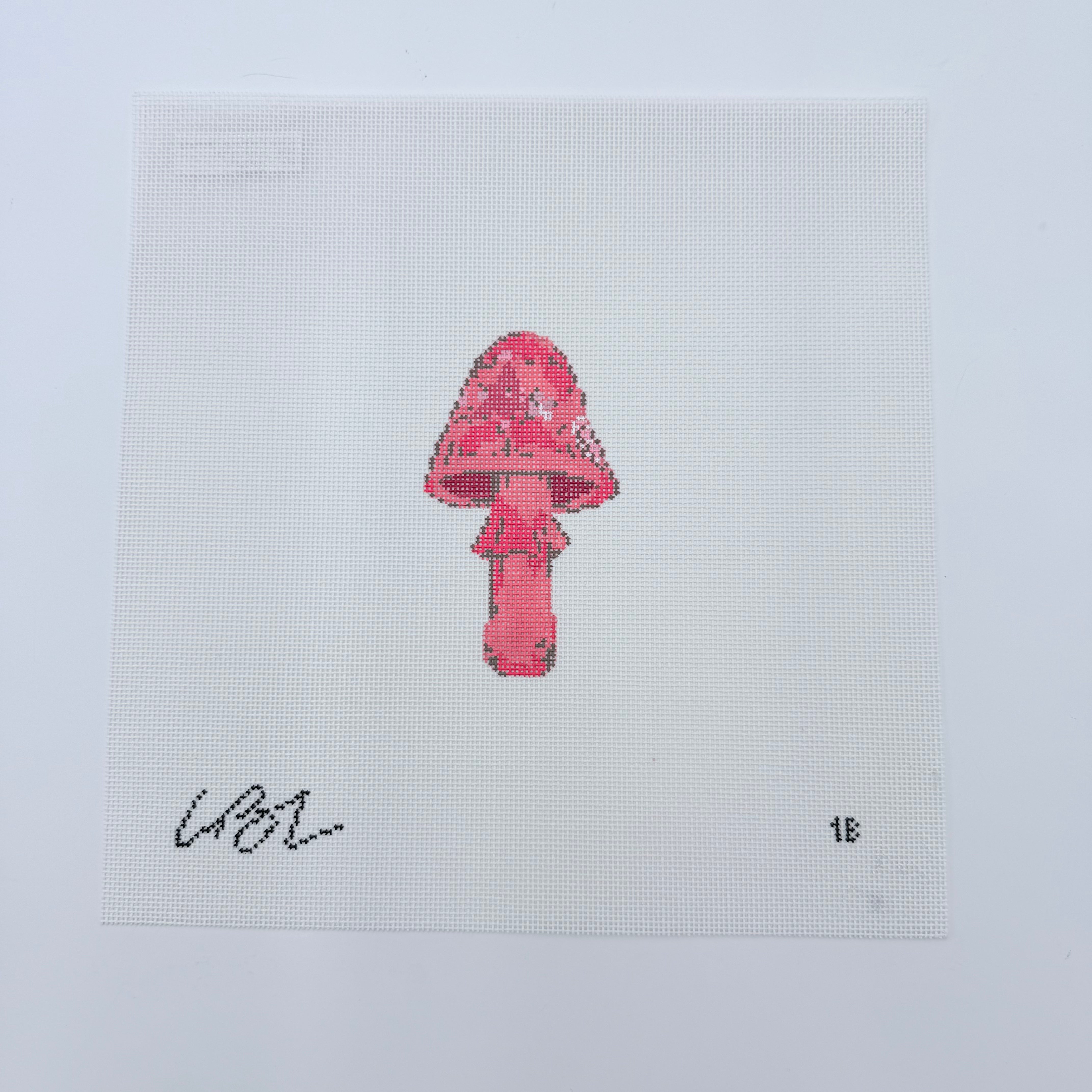 Hot Coral Mushroom Canvas - KC Needlepoint