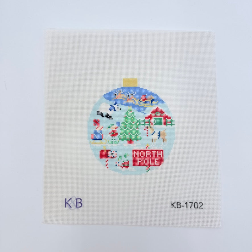 North Pole Round Needlepoint Canvas - KC Needlepoint