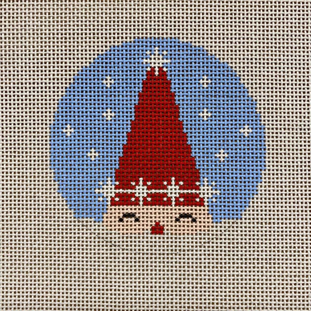 Santa Round Canvas – KC Needlepoint