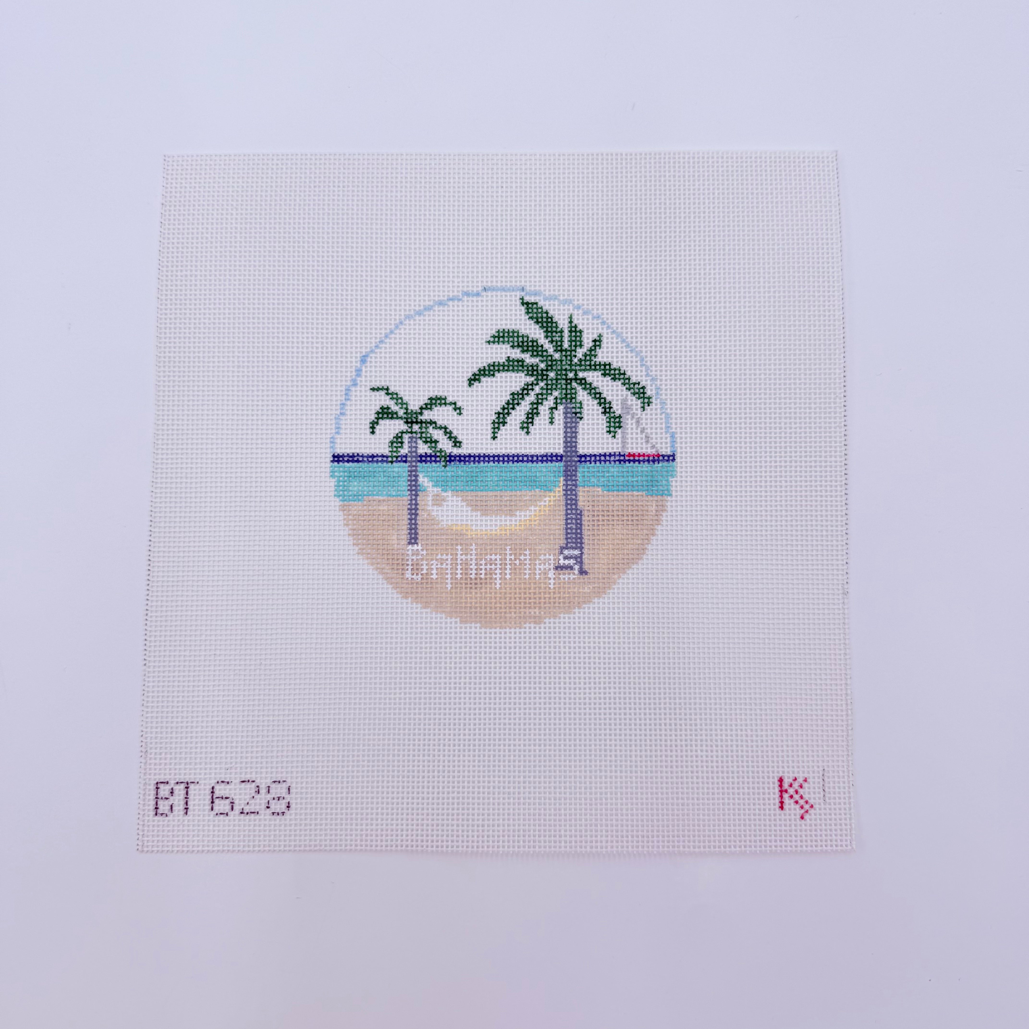 Bahamas Travel Round Canvas - KC Needlepoint