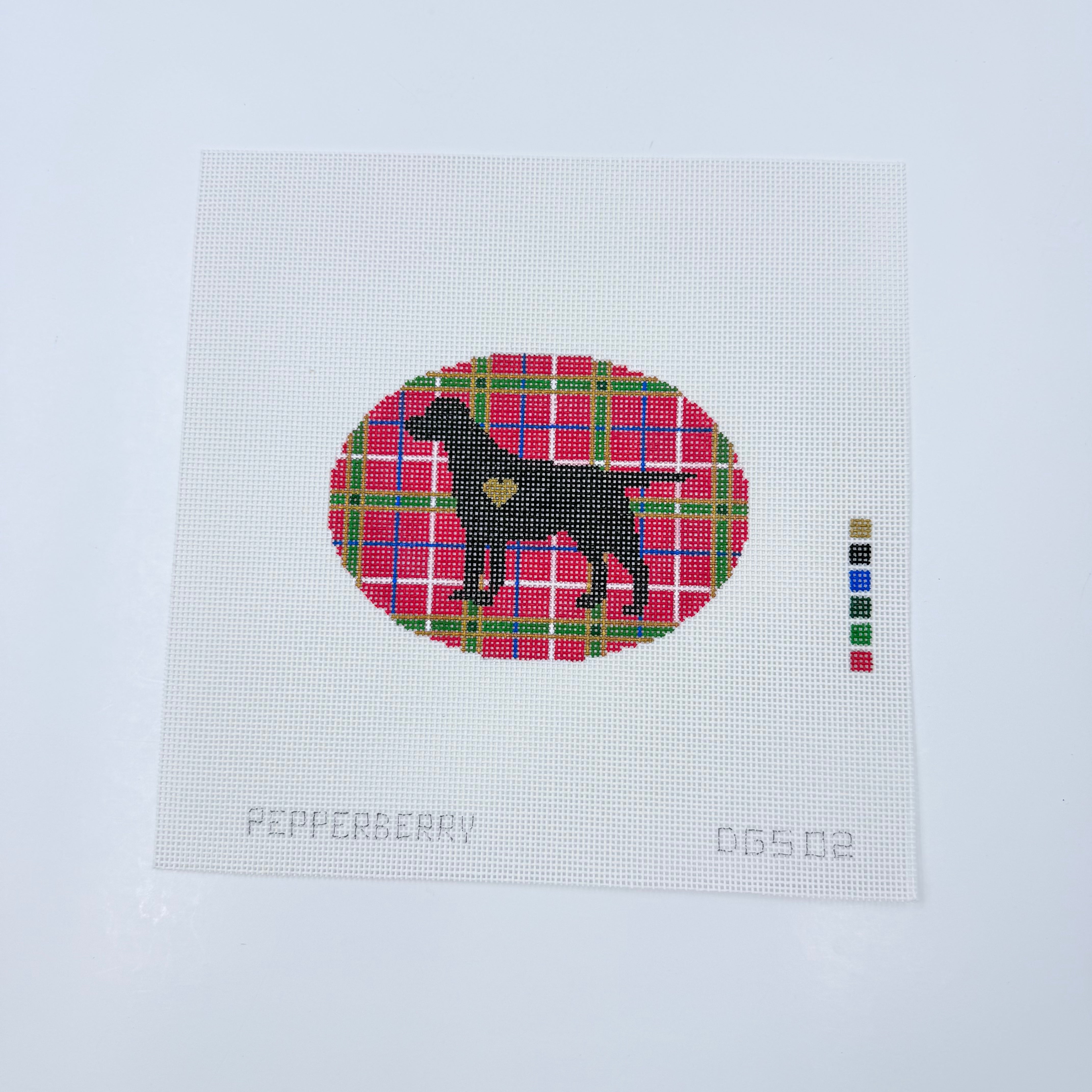 Plaid Labrador Silhouette Canvas - KC Needlepoint