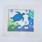 Blue Sea Turtle and Shells Canvas - KC Needlepoint