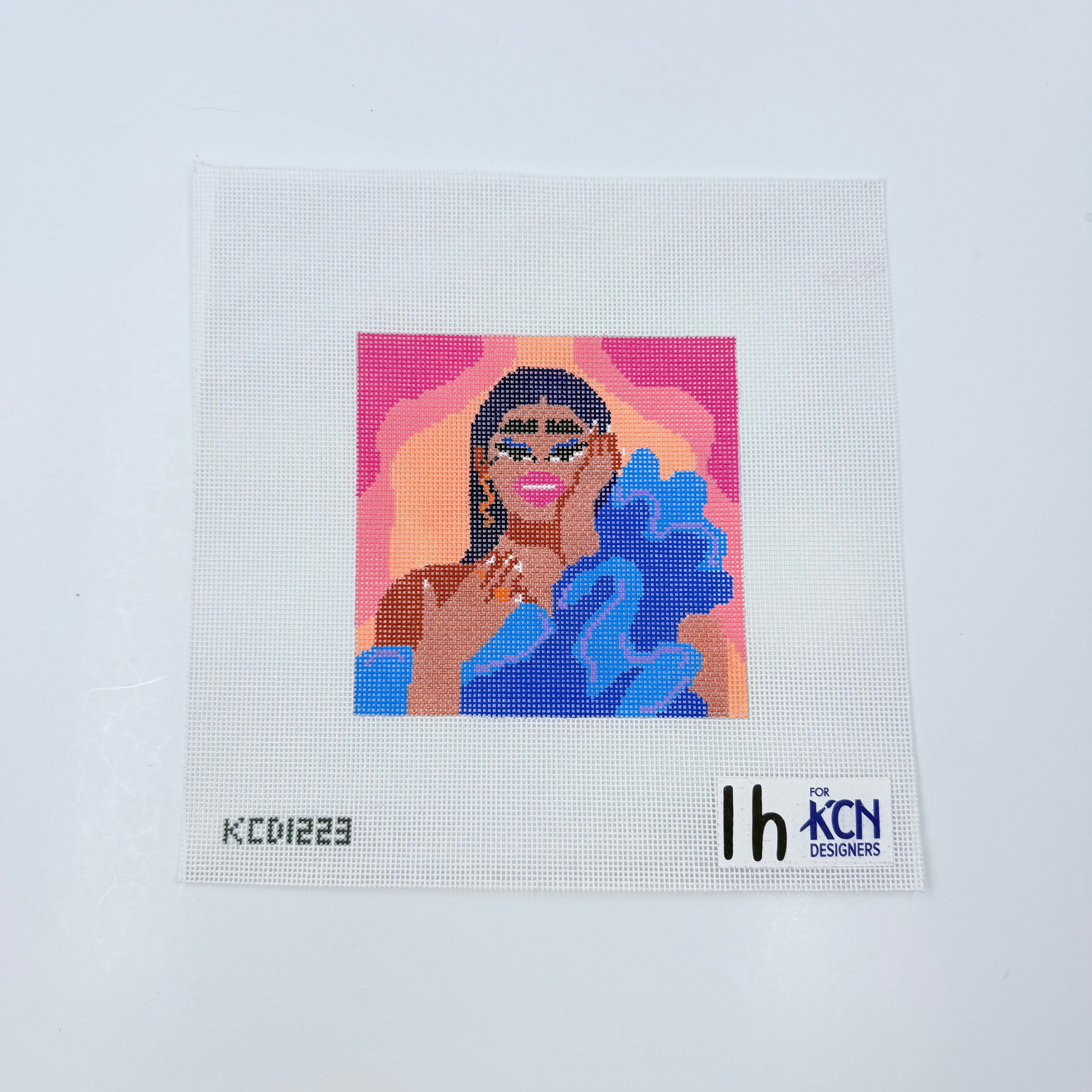 Woman in Blue Dress - KC Needlepoint