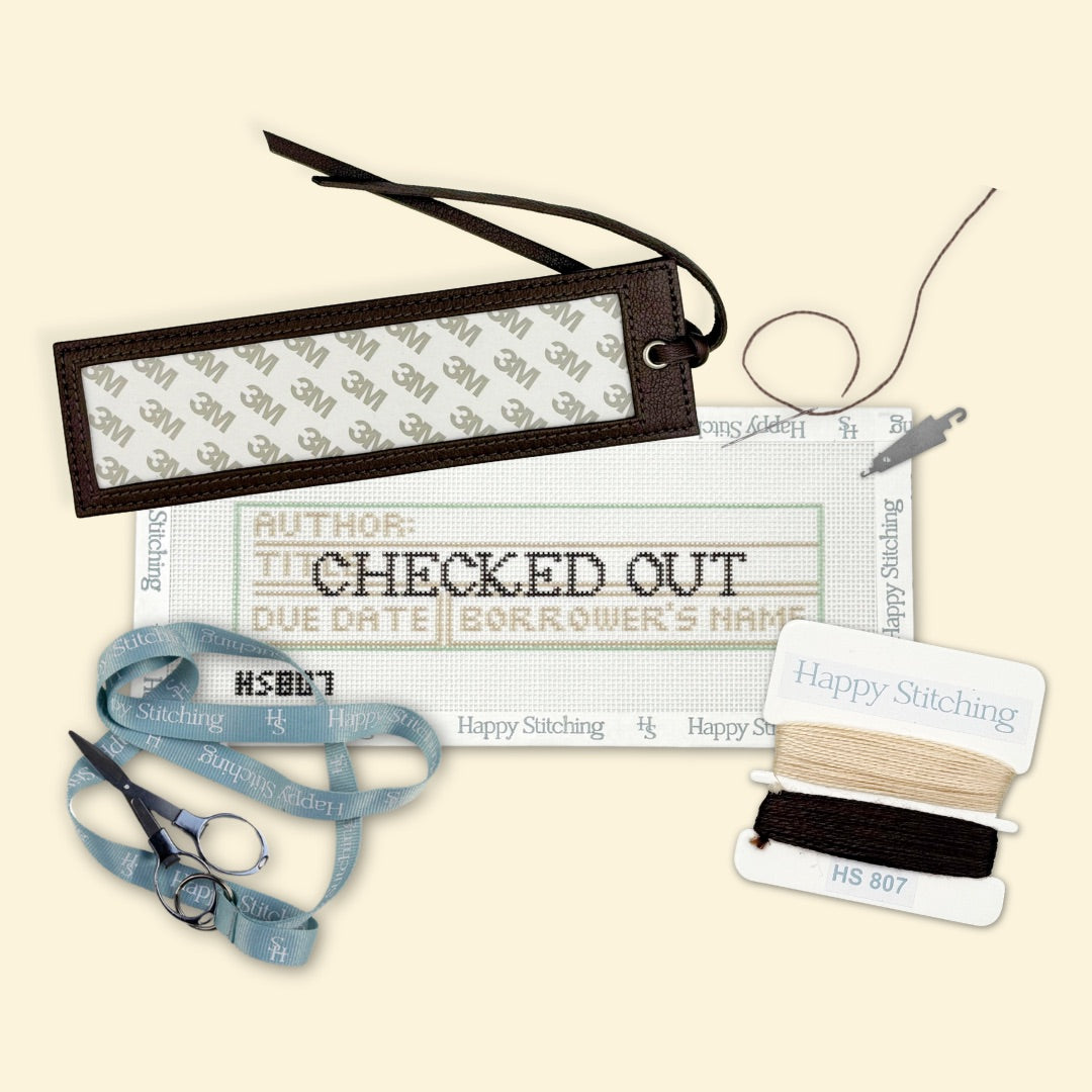 "Checked Out" Happy Stitching All-In-One Bookmark Kit - KC Needlepoint