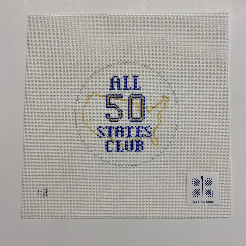 All 50 States Club Round Canvas - KC Needlepoint