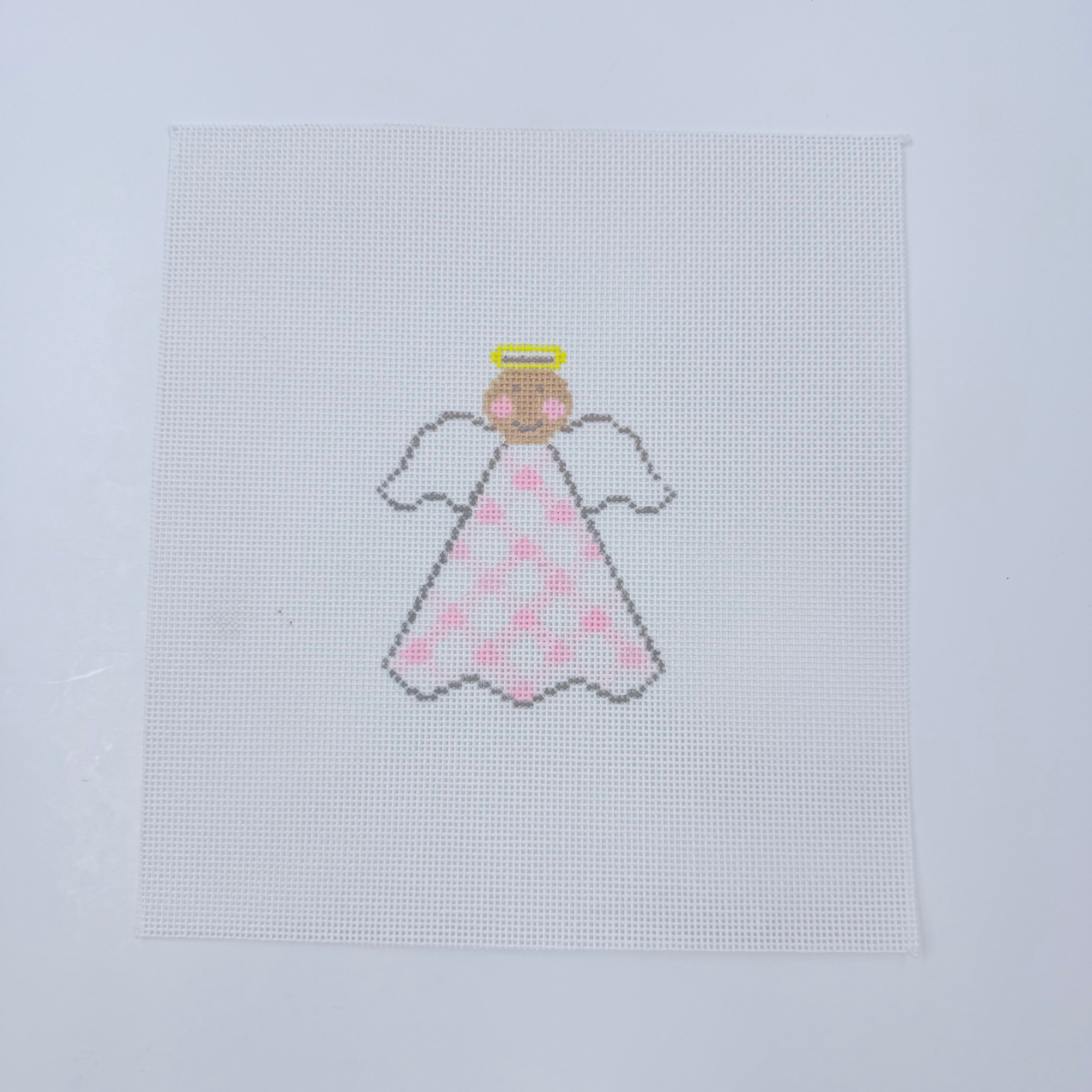 Pink Gingham Angel Canvas - KC Needlepoint