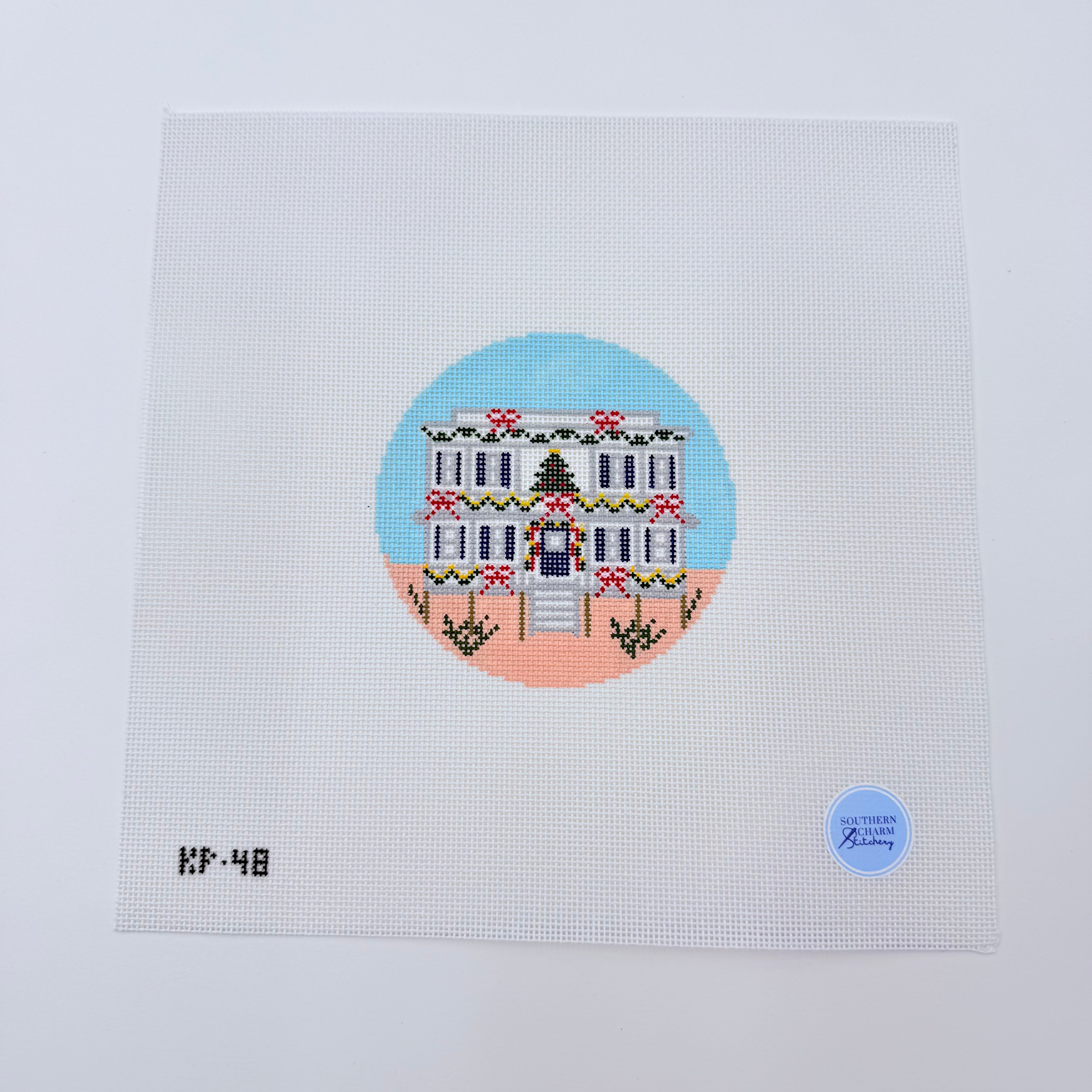 Low Country Christmas Round Canvas - KC Needlepoint