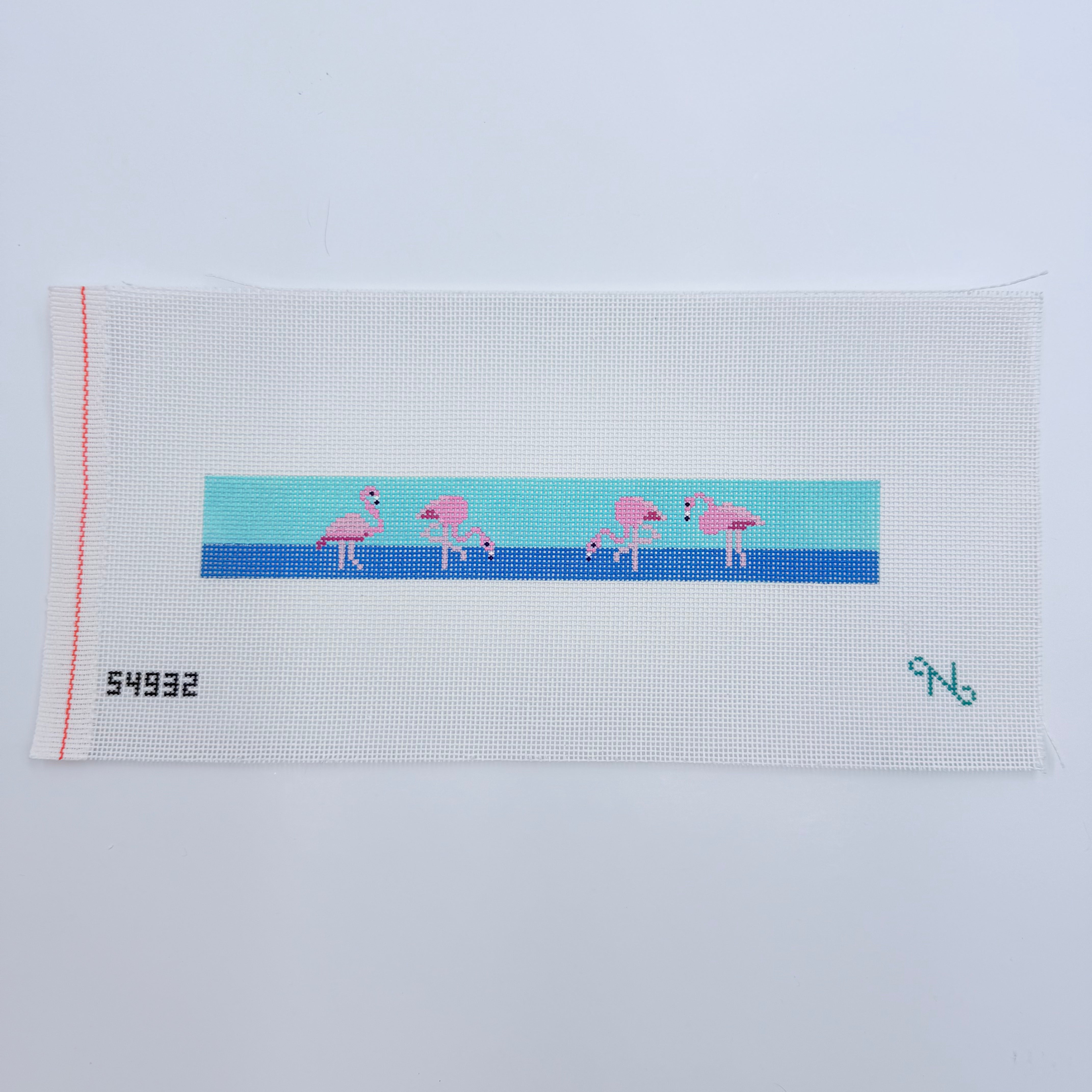 Flamingo Key Fob Canvas - KC Needlepoint