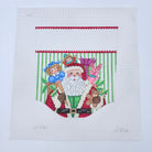 Santa with Girl Toys Stocking Cuff Canvas - KC Needlepoint