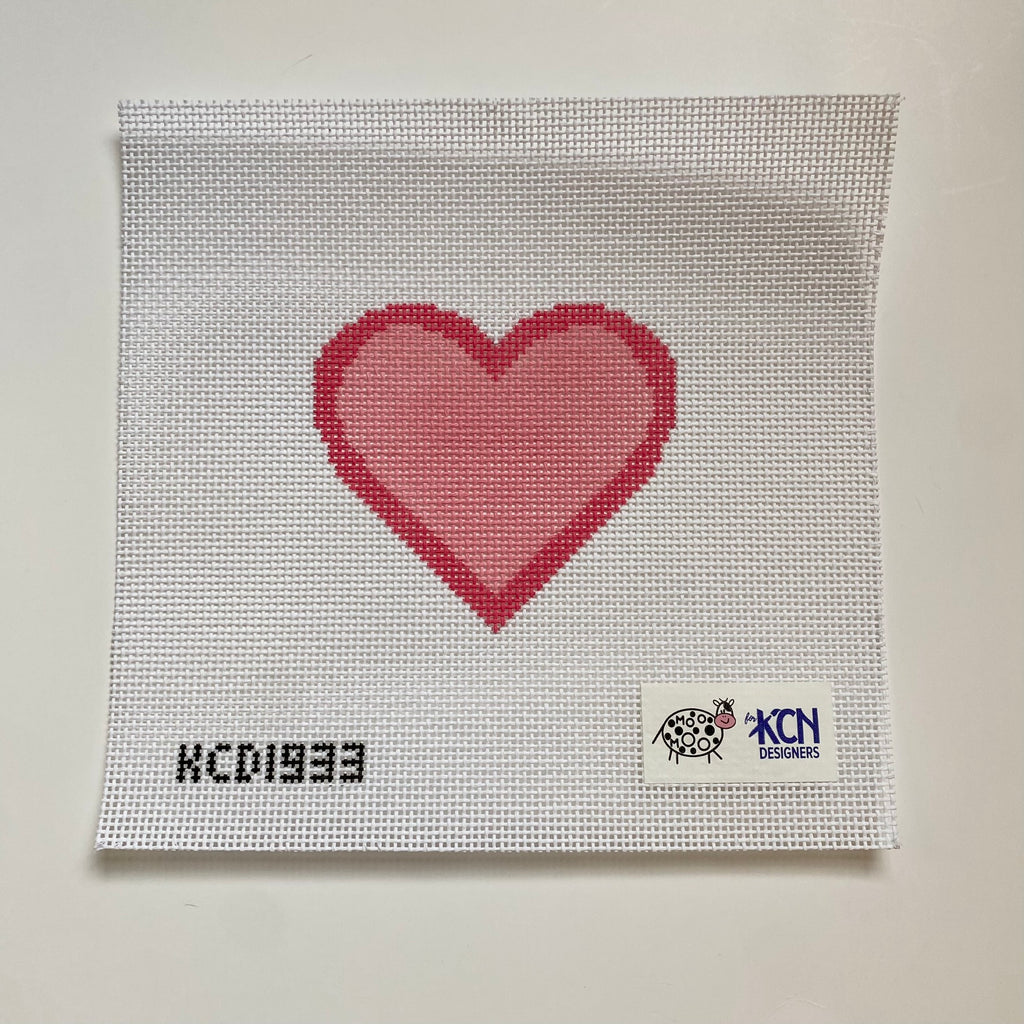 Pink Open Heart Canvas - KC Needlepoint