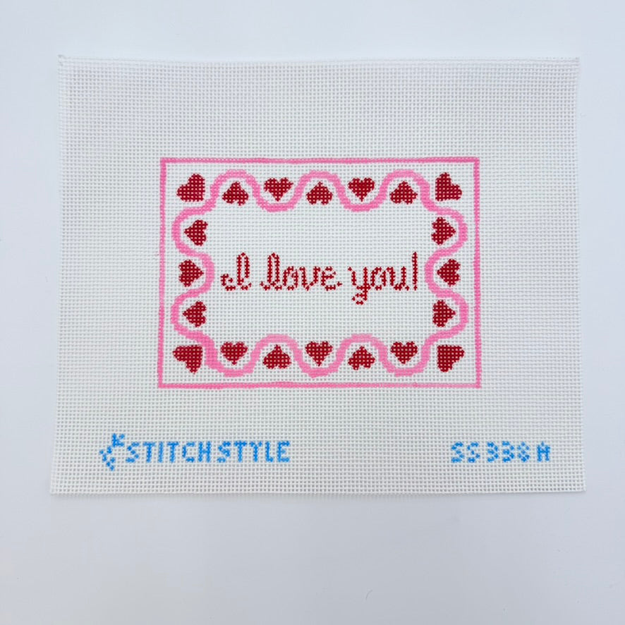 I Love You Pink Canvas - KC Needlepoint