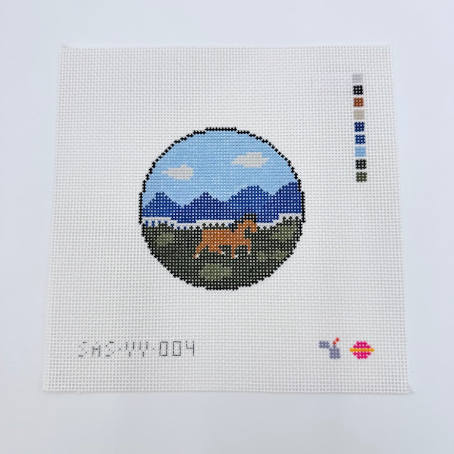 Mane Event Round Canvas - KC Needlepoint