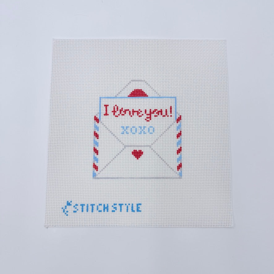 Blue I Love You Valentine Needlepoint Canvas - KC Needlepoint