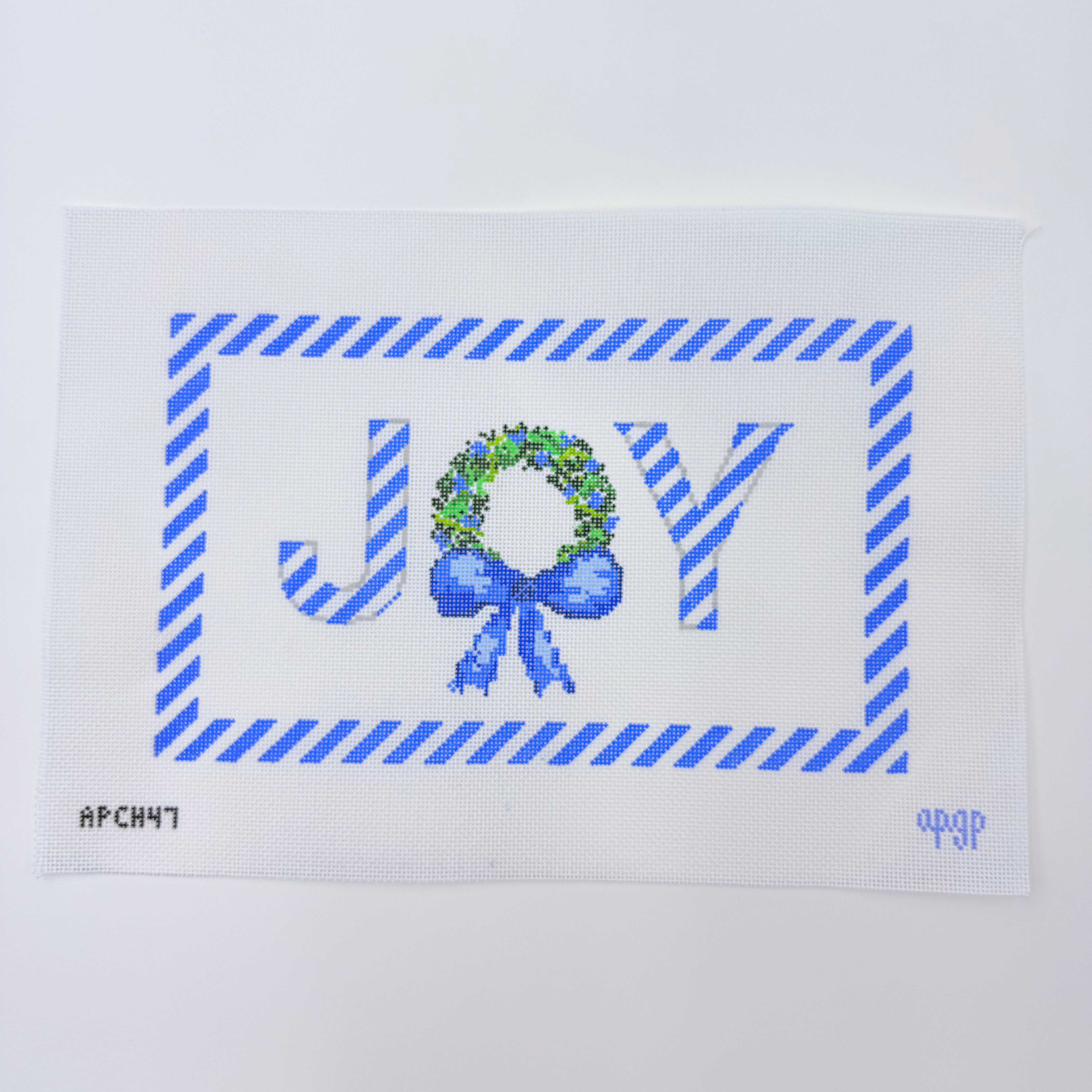 Blue Peppermint Joy Canvas - KC Needlepoint