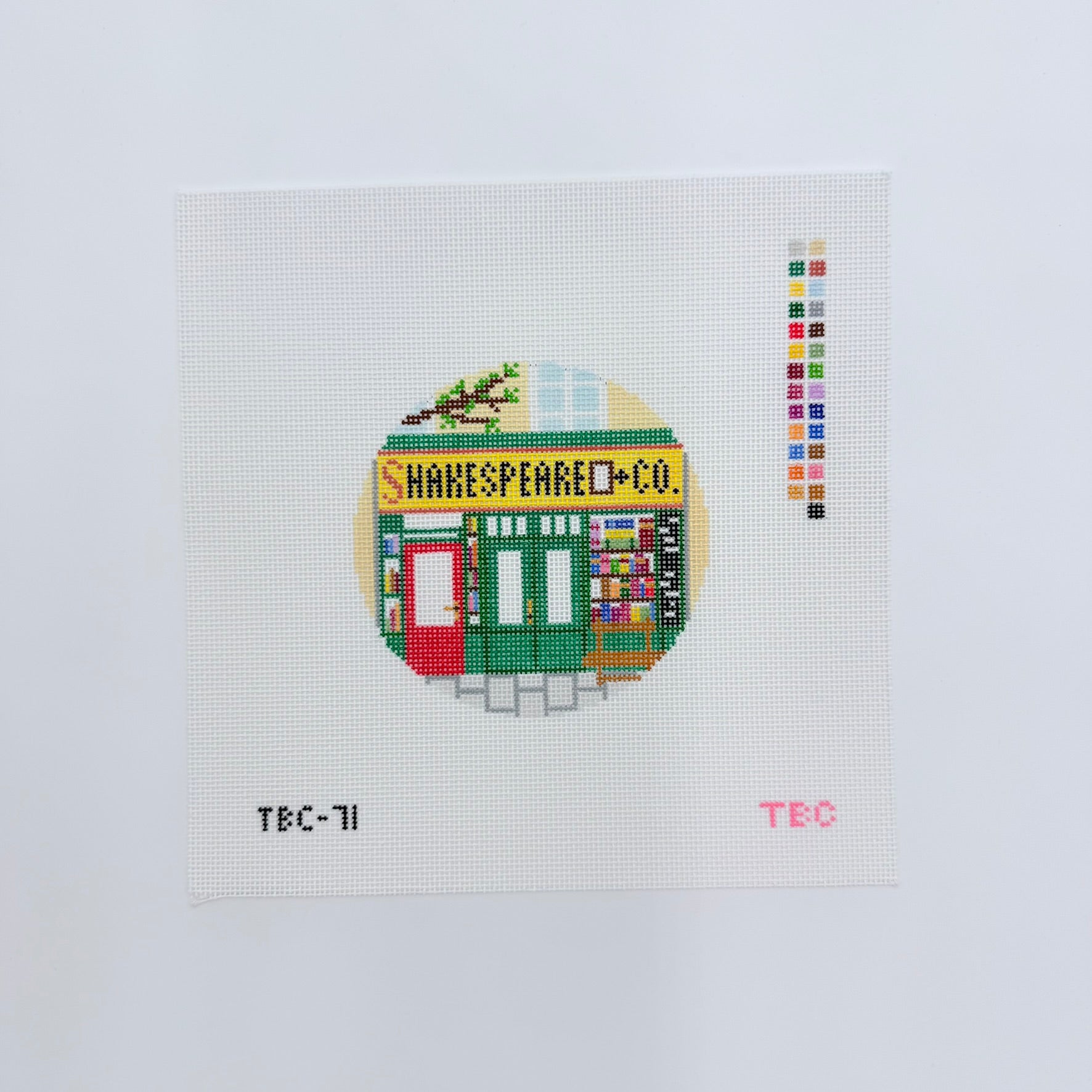 Paris Bookstore Canvas - KC Needlepoint