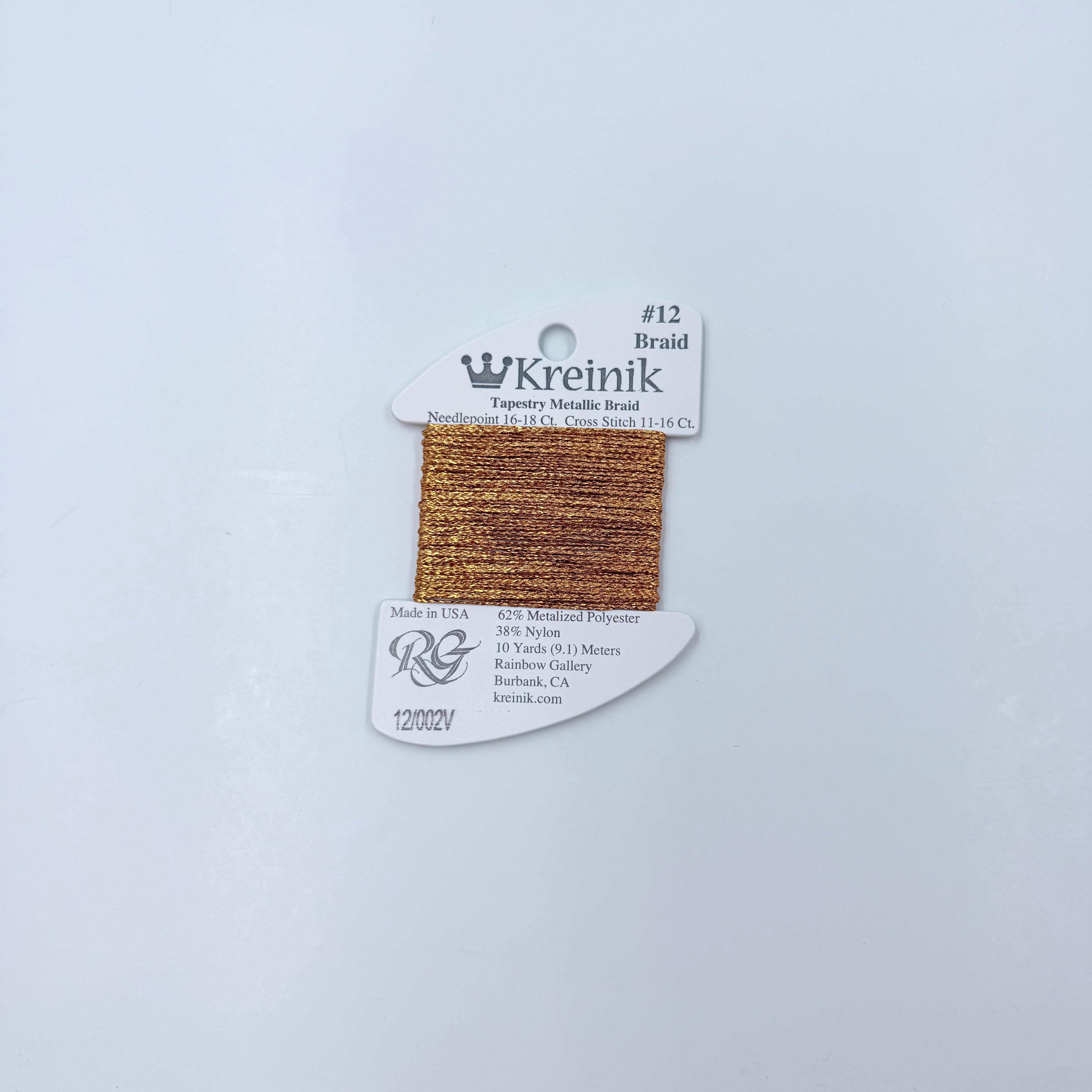 Kreinik Card Size 12 002V Vintage Gold - KC Needlepoint