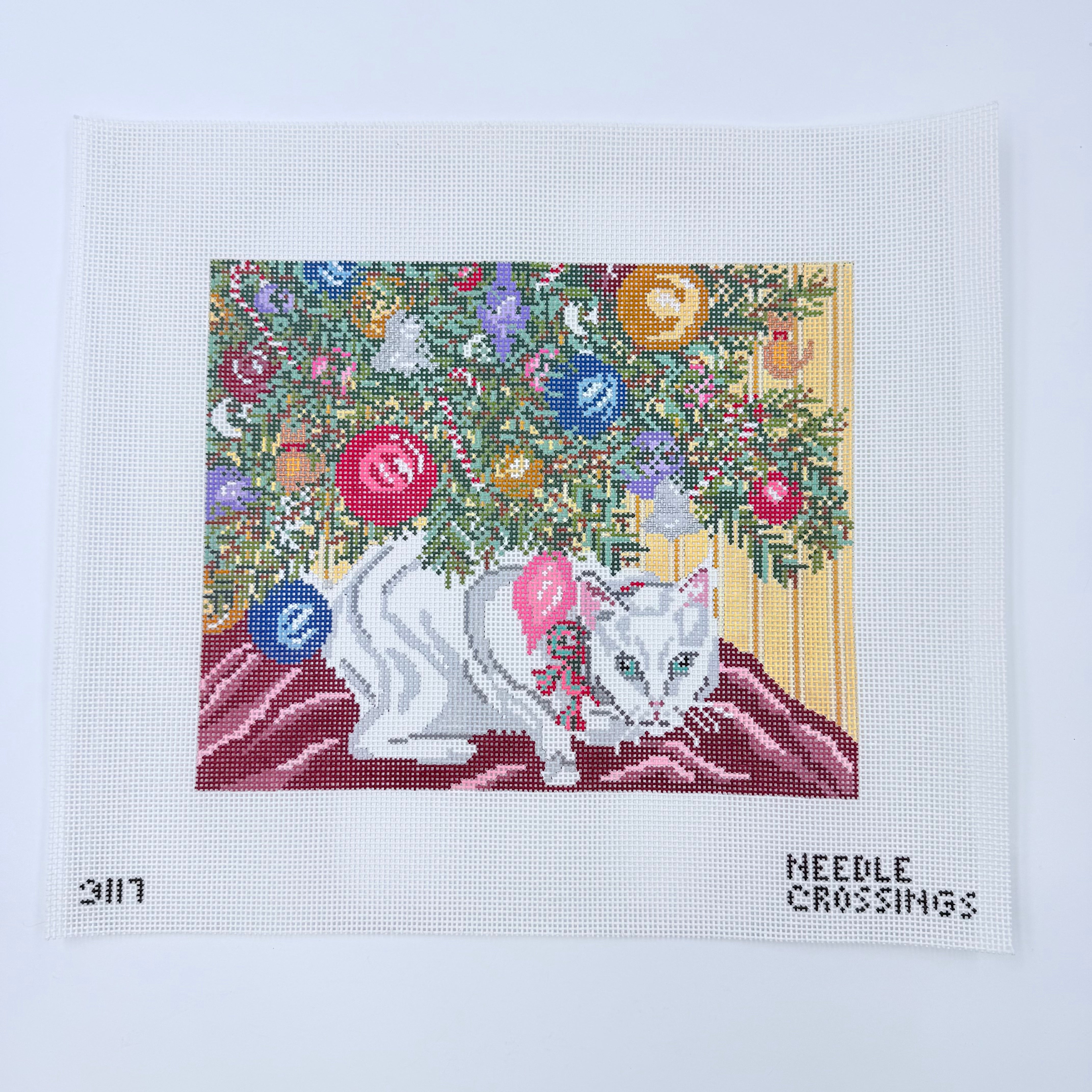 Snow Under Christmas Tree Canvas - KC Needlepoint