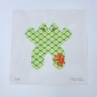 Coral on Green Frog Canvas - KC Needlepoint