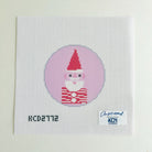 Pink Santa Round Needlepoint Canvas - KC Needlepoint