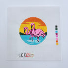Flamingo 3" Round Canvas - KC Needlepoint