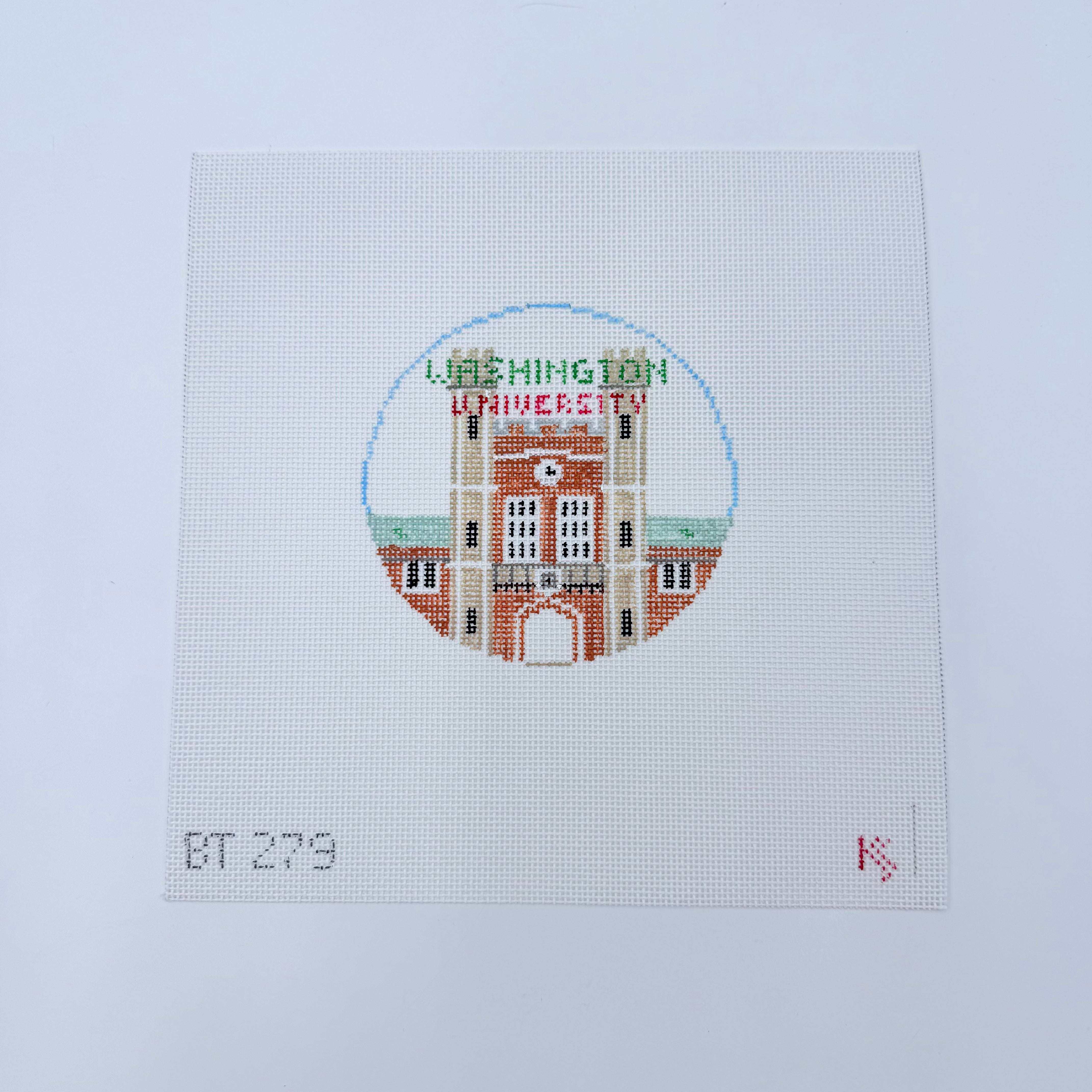 Washington U Round Canvas - KC Needlepoint