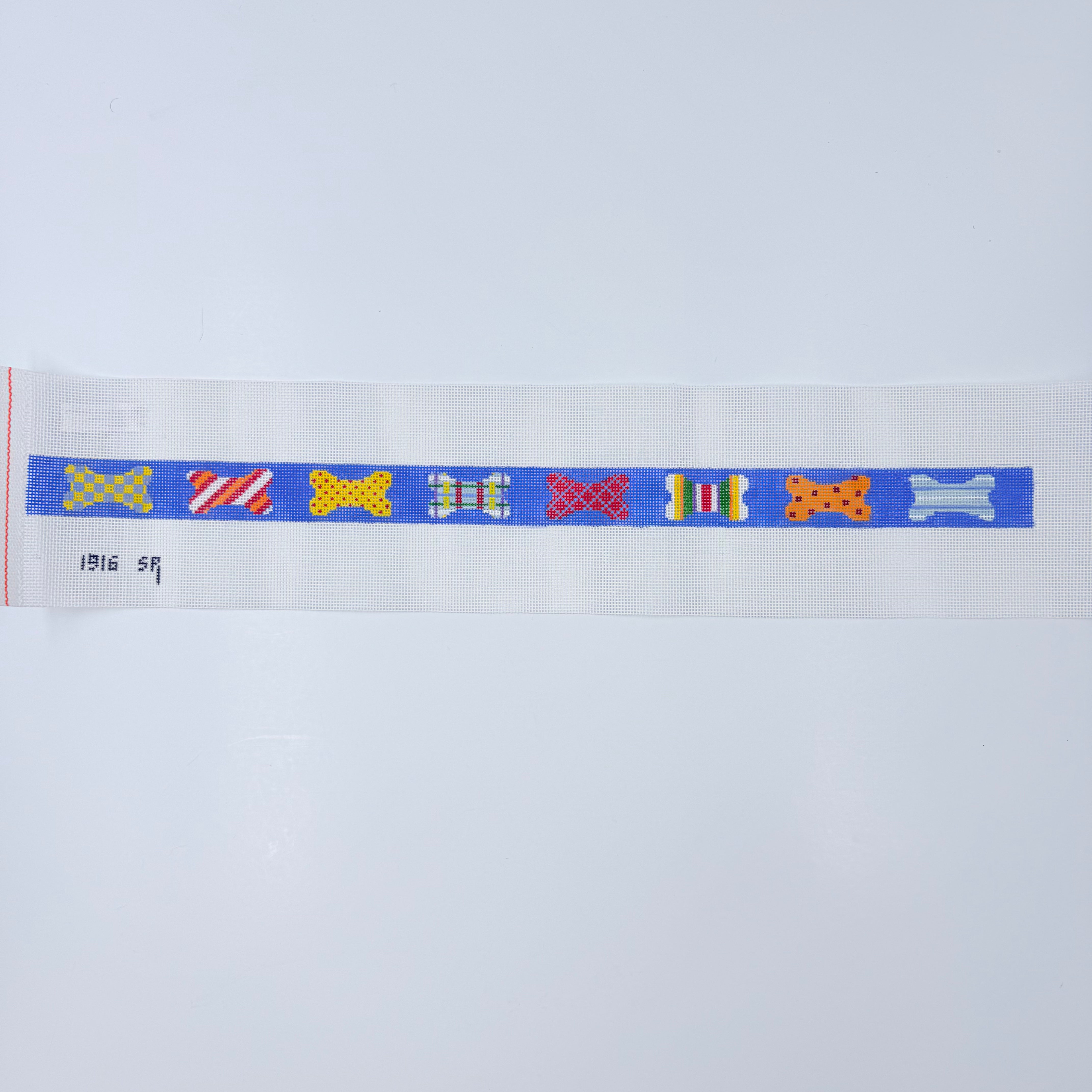 Patchwork Dog Bone Dog Collar Canvas - KC Needlepoint