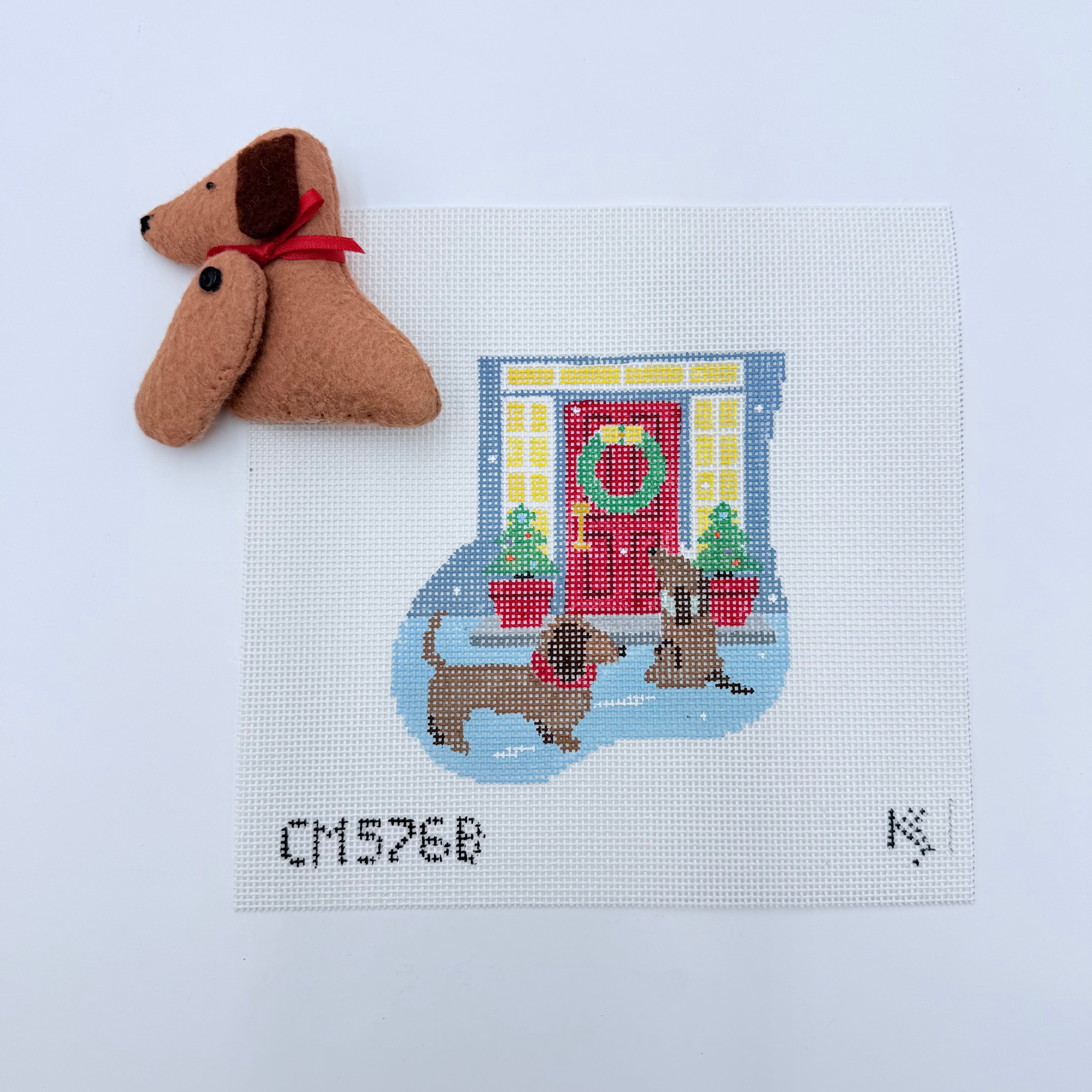 Front Door Dachshund Mini Sock Canvas - KC Needlepoint