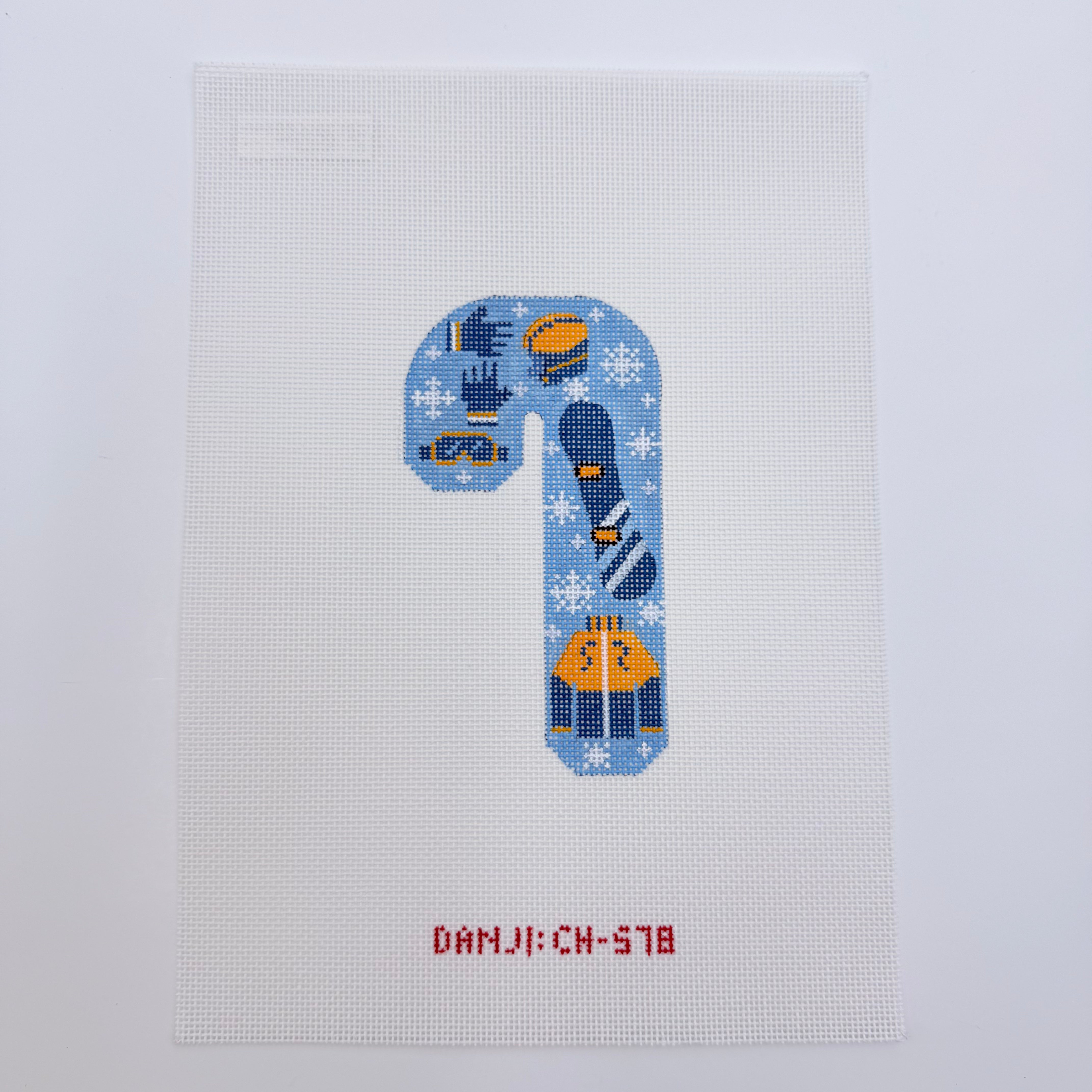 Snowboarding Candy Cane Canvas - KC Needlepoint