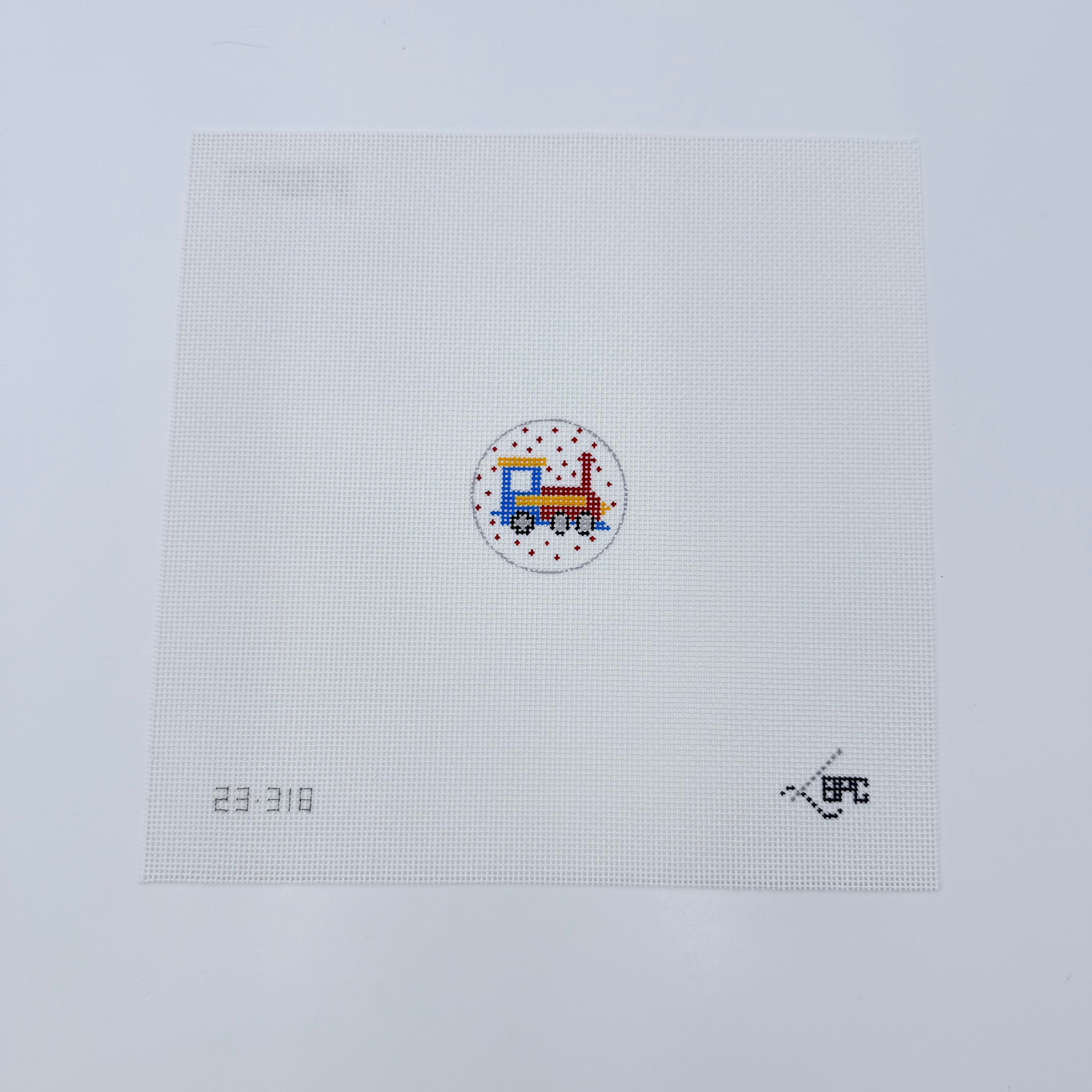 Train Round Canvas - KC Needlepoint