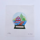 Lake House Snow Globe Round Canvas - KC Needlepoint