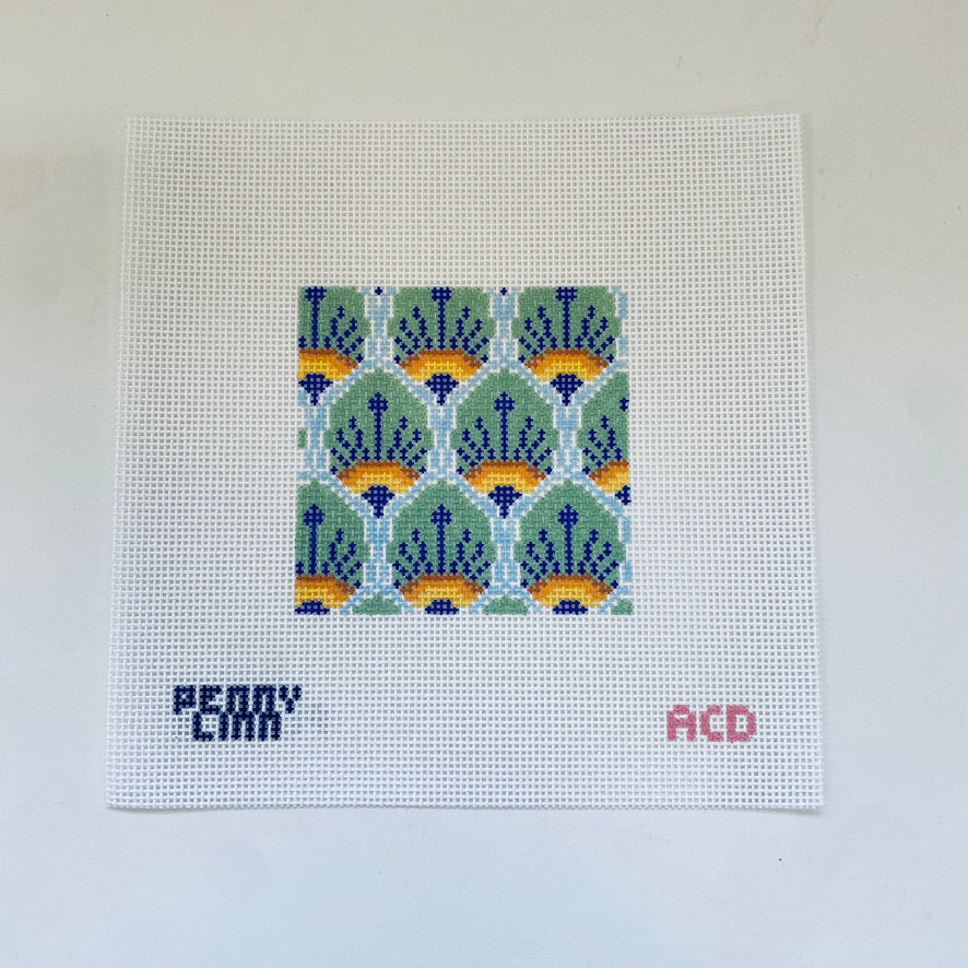 Peacock Feathers Square Canvas - KC Needlepoint