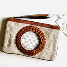 Leather Trimmed Self Finishing Canvas Clutch - KC Needlepoint