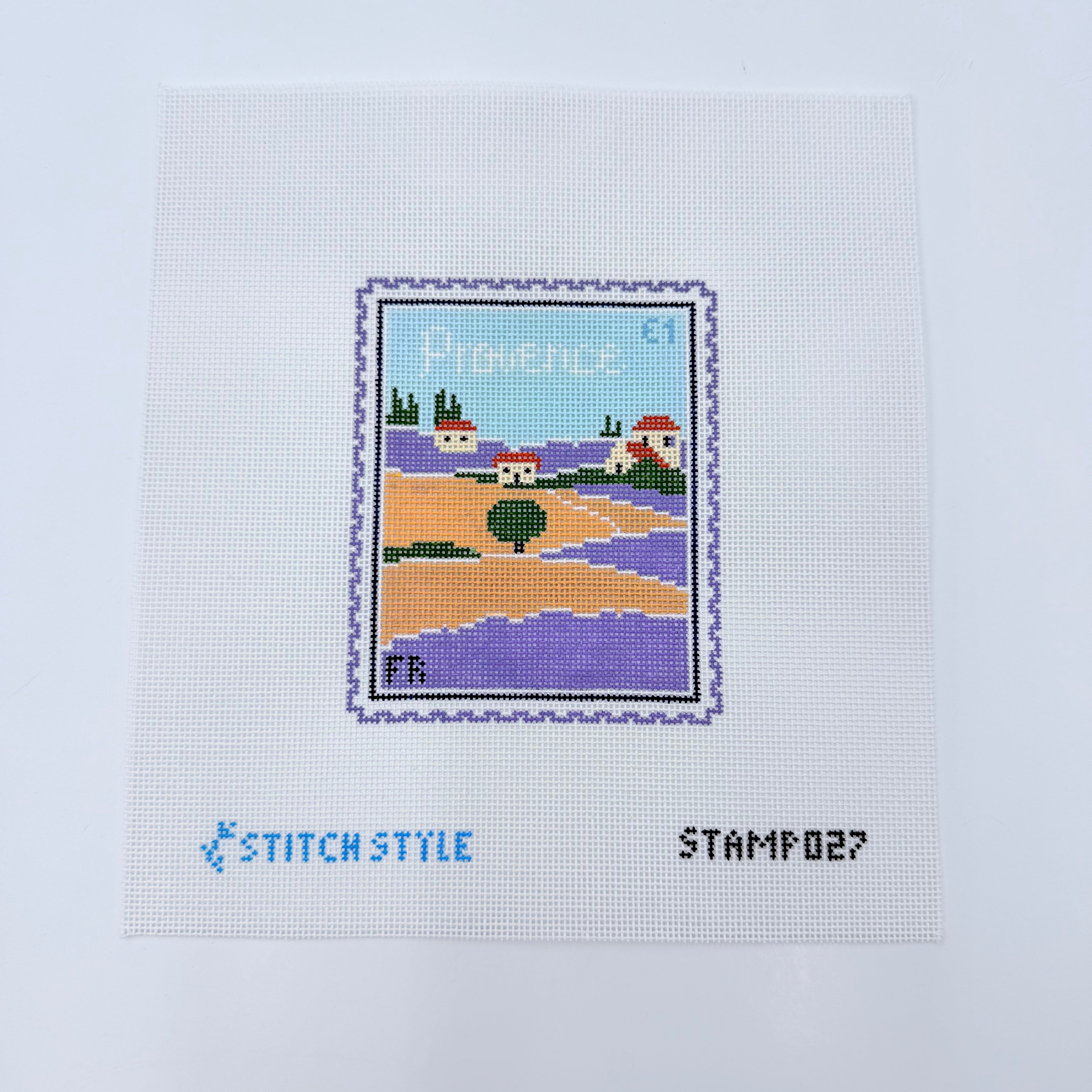 Provence Stamp Needlepoint Canvas - KC Needlepoint