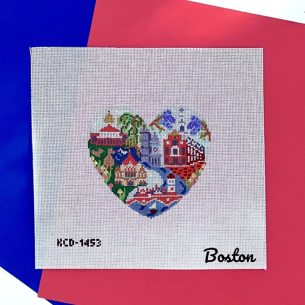 Boston Heart Canvas - KC Needlepoint