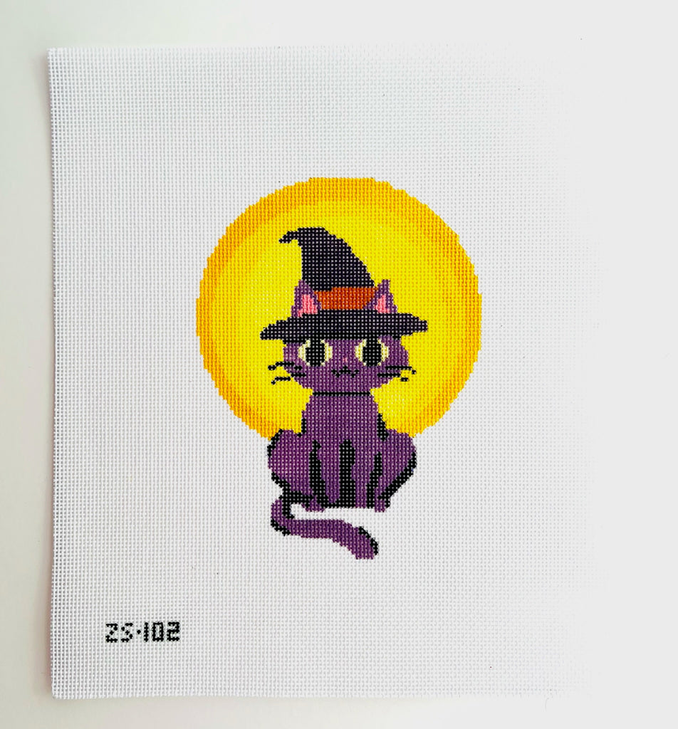 Witch Cat Canvas - KC Needlepoint