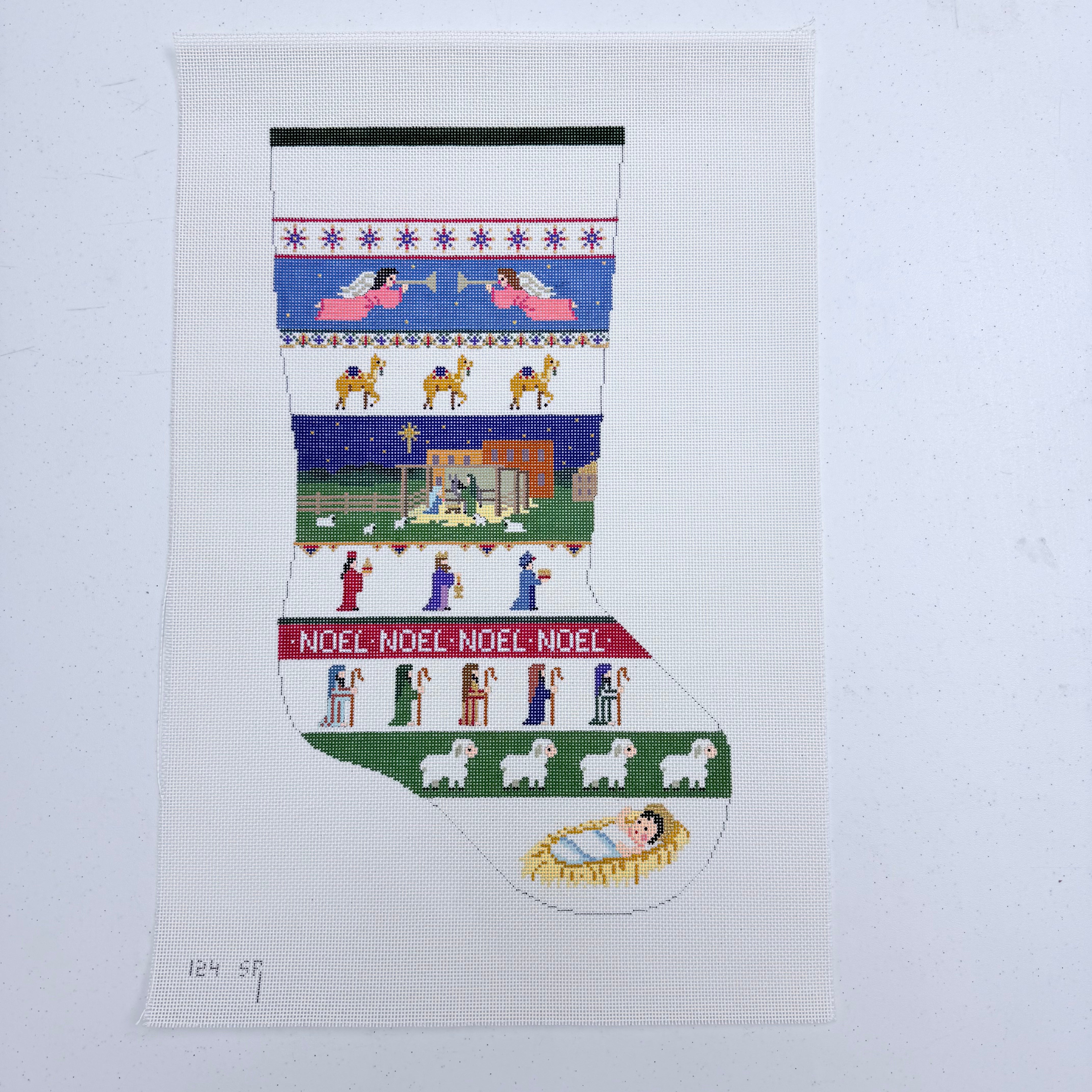 Nativity Stripe Stocking Canvas - KC Needlepoint