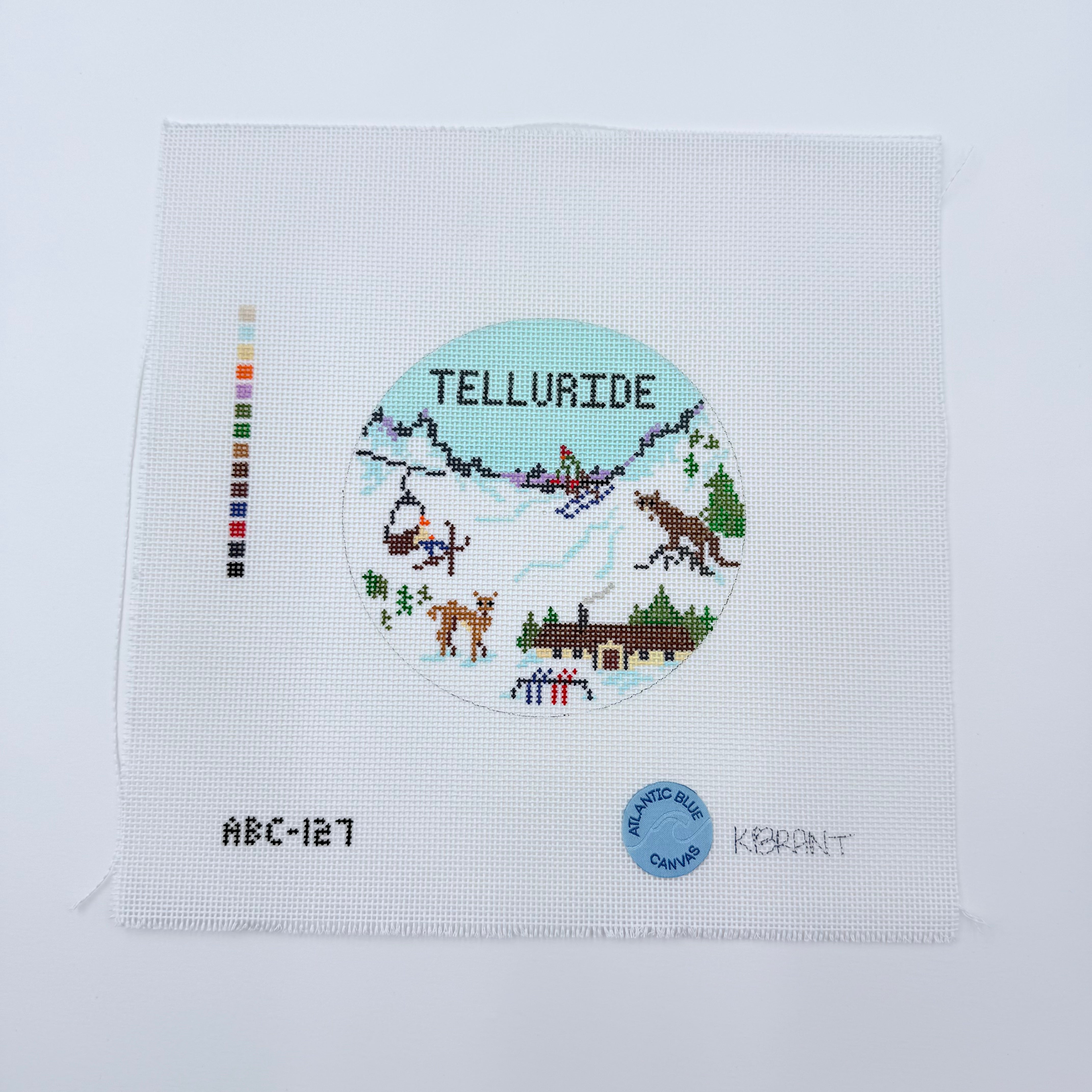 Telluride Travel Round Canvas - KC Needlepoint